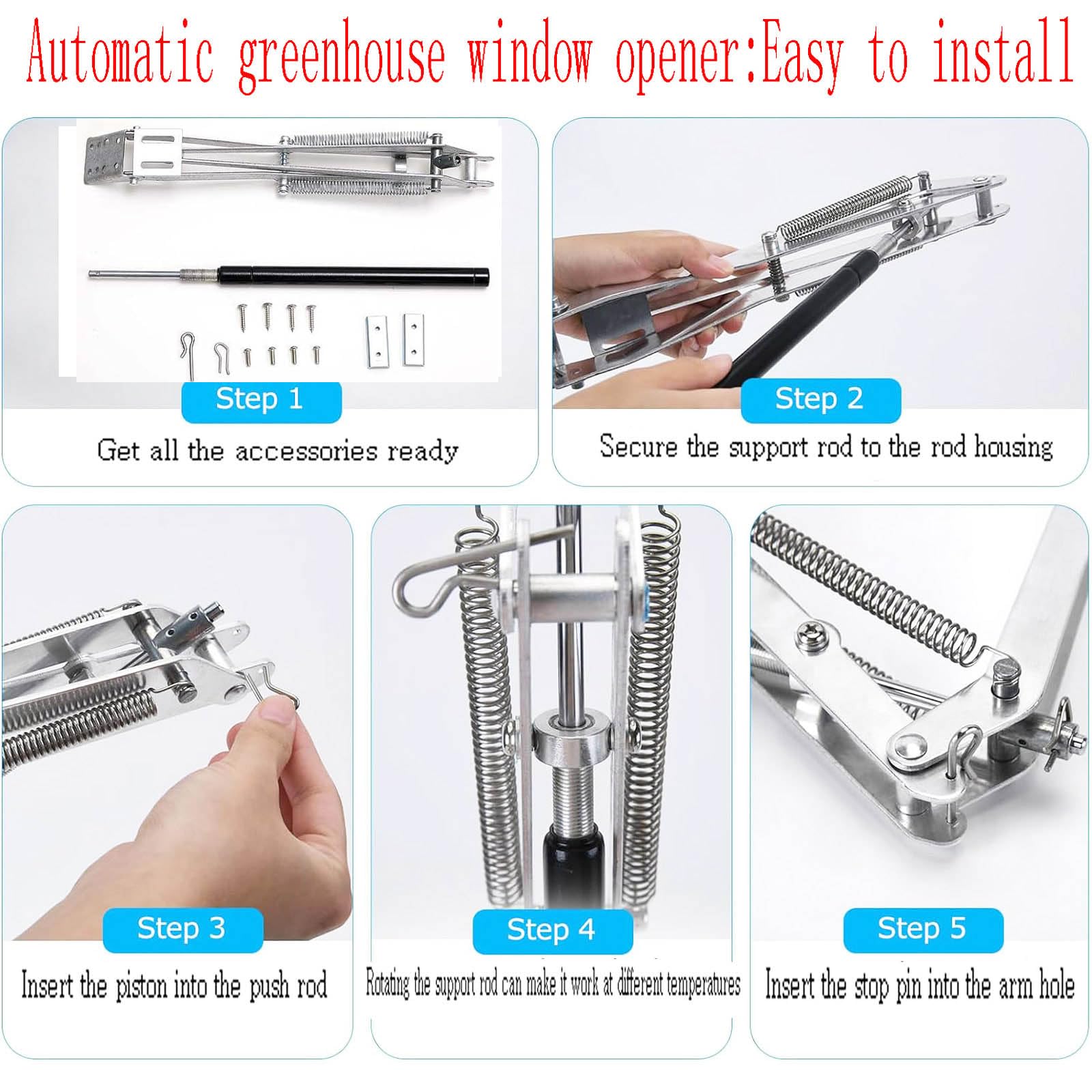 Solar-Powered Automatic Greenhouse Ventilation System - Thermal Roof Vent & Window Opener for Temperature Control (1 Set) | Perfect for Greenhouses, Cold Frames & Indoor Gardening Accessories
