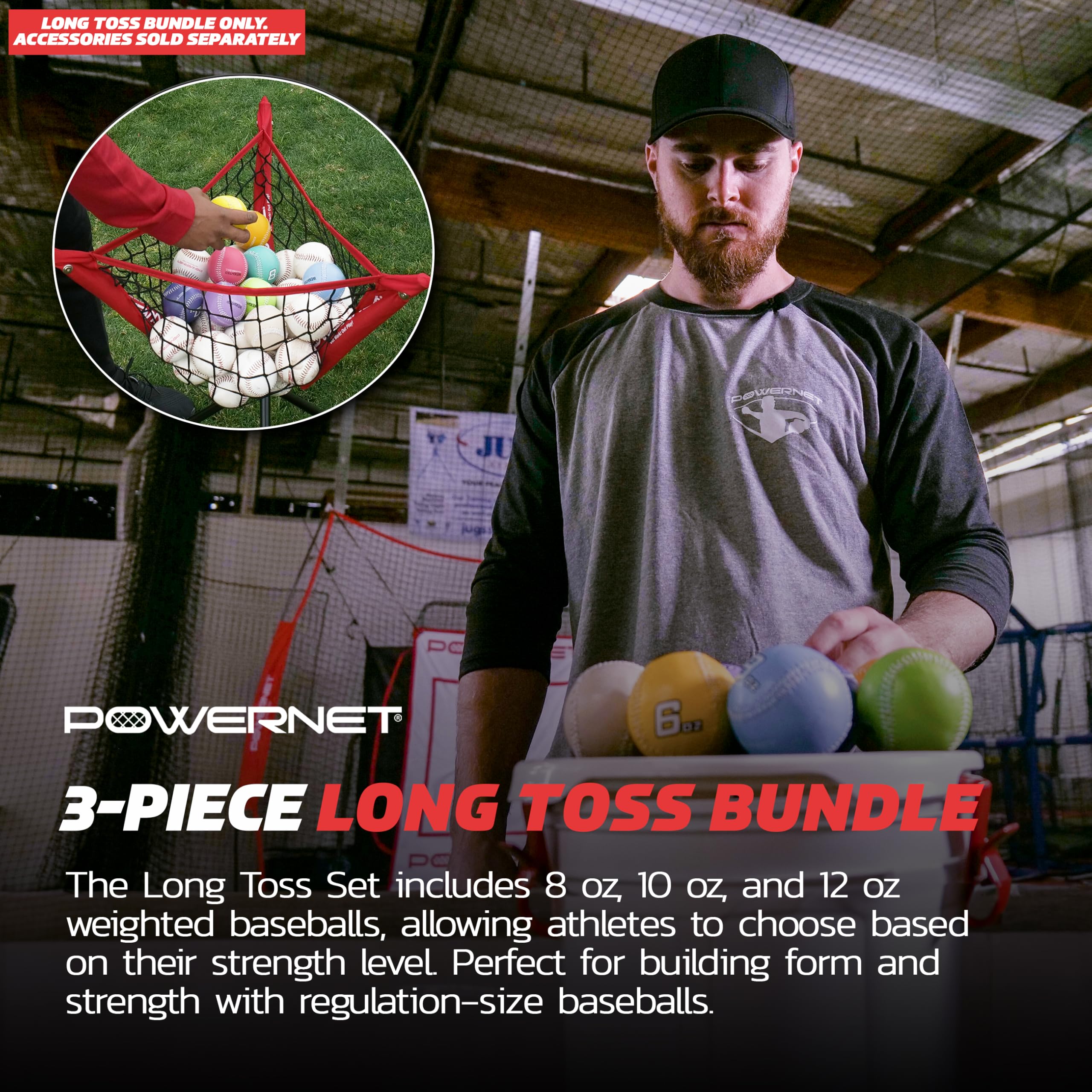PowerNet Weighted Baseball Bundle - Heavy Training Balls for Pitching, Throwing & Long Toss - Baseball Training Equipment to Build Arm Strength & Improve Command - Perfect for Baseball Players, Coaches & Athletes - Use for Strength Training, Pitching Drills & Core Workouts