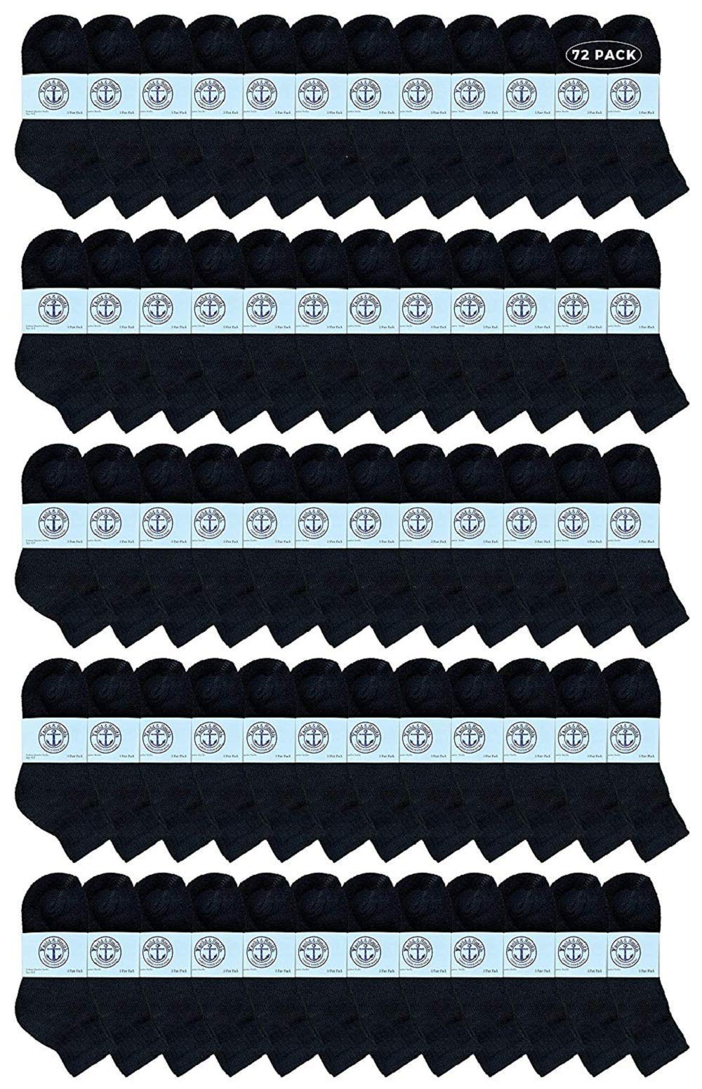 72 Pairs Yacht & Smith Kids Mid Ankle Socks - Bulk Cotton Athletic Socks for Boys & Girls (Size 6-8) - Perfect for School, Sports & Everyday Wear