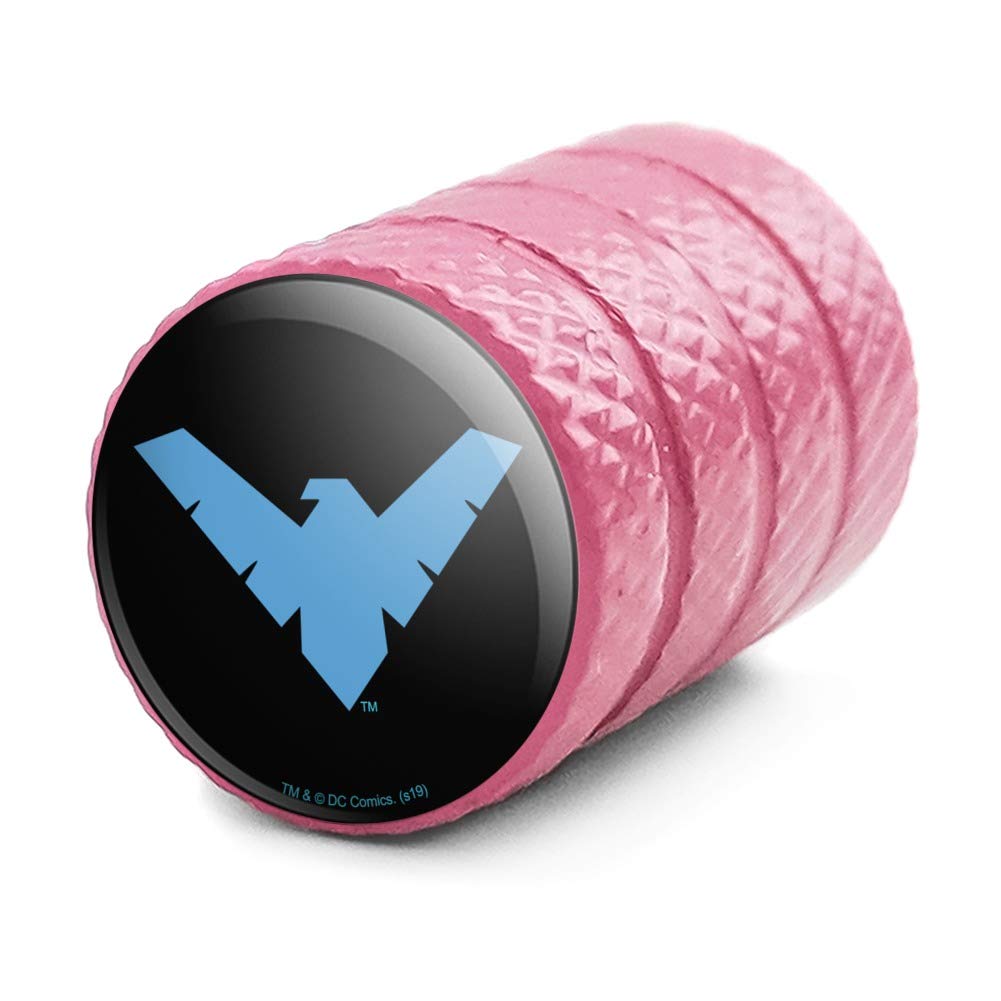 Batman Nightwing Logo Aluminum Valve Stem Caps for Motorcycle & Bicycle Wheels - Durable Tire Rim Accessories for DC Comics Fans, Bike Enthusiasts - Perfect for Customizing Harley, Sports Bikes, Mountain Bikes and Commuter Cycles