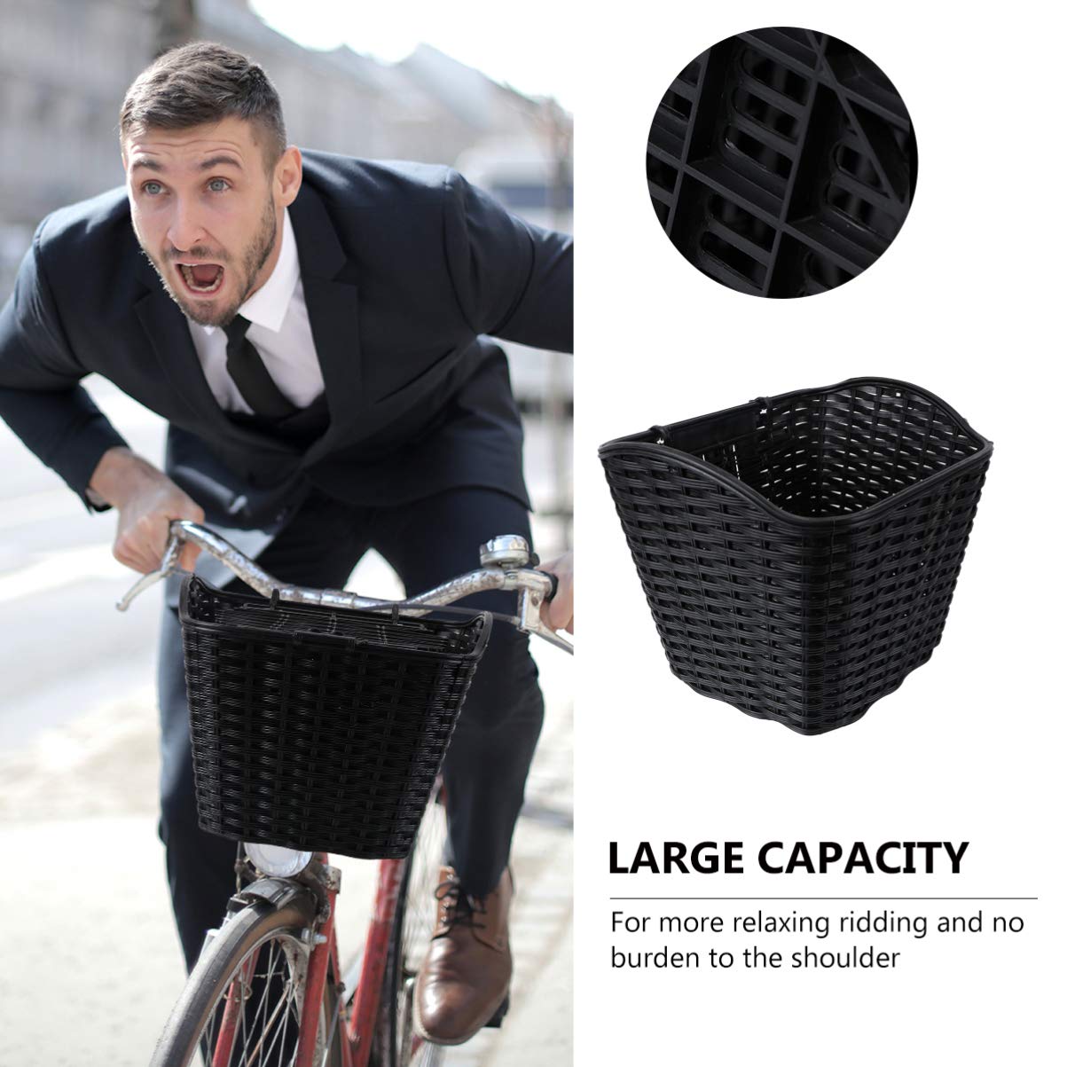 **BESPORTBLE Black Bike Front Basket with Cover - Heavy Duty Handlebar Carrier for Bicycle, Tricycle & Scooter - Perfect for Outdoor Cycling, Grocery Shopping & Commuting**