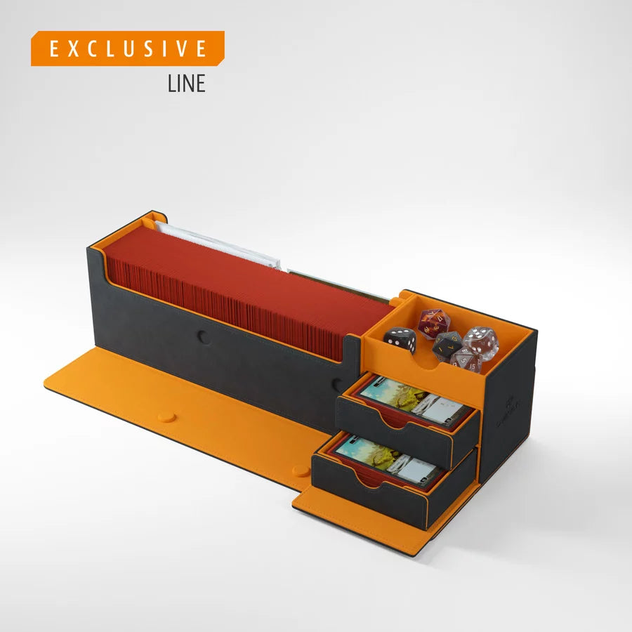 Cards' Lair 400+ Black/Orange Convertible Game Box - Premium Storage for Trading Cards & Board Games - Perfect for Collectors, Gamers & Travel