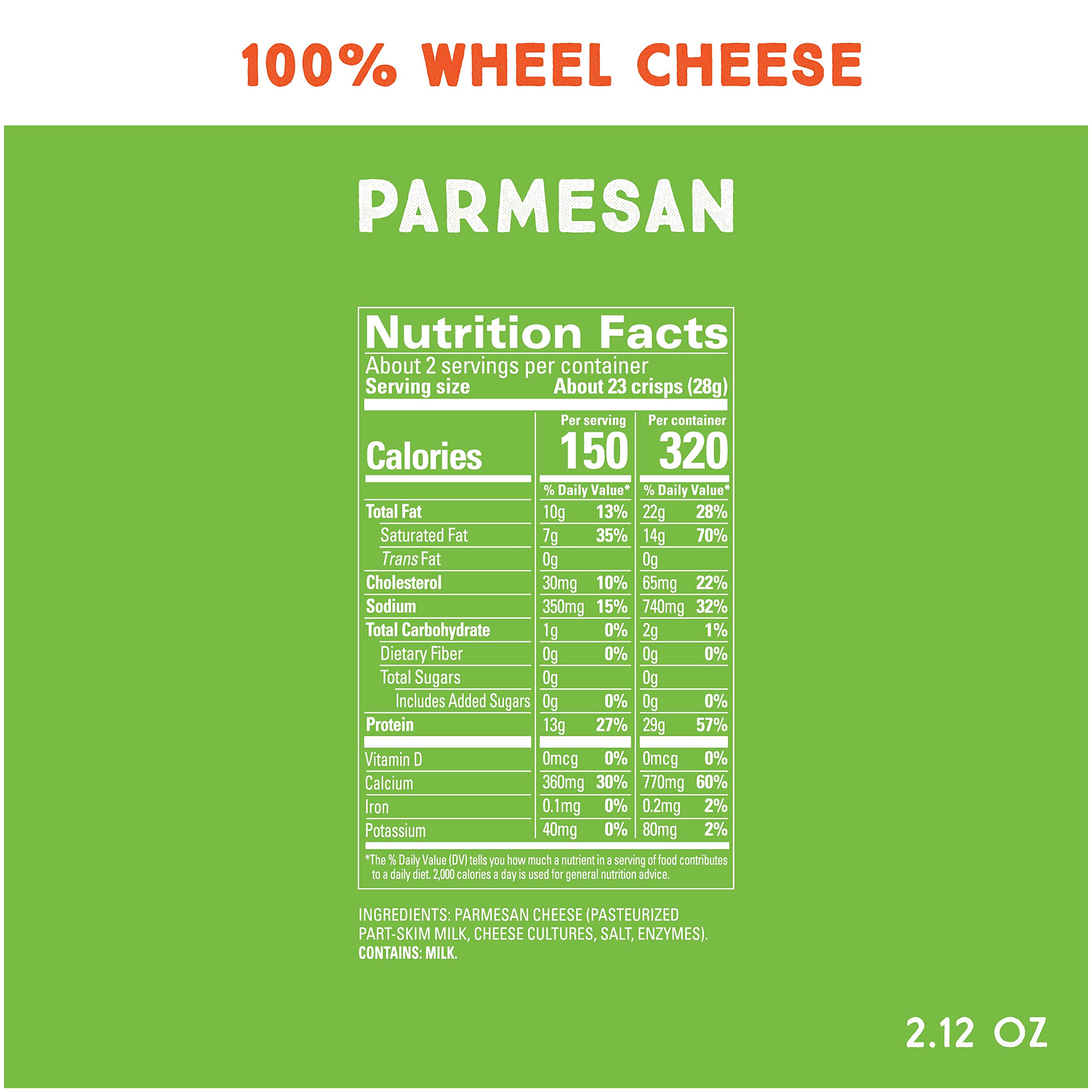 Whisps Parmesan Cheese Crisps - High Protein, Low Carb, Gluten Free Keto Snacks (6 Pack, 2.12 Oz Each) | Perfect for On-the-Go Healthy Snacking, Office Lunch, and Keto Diet
