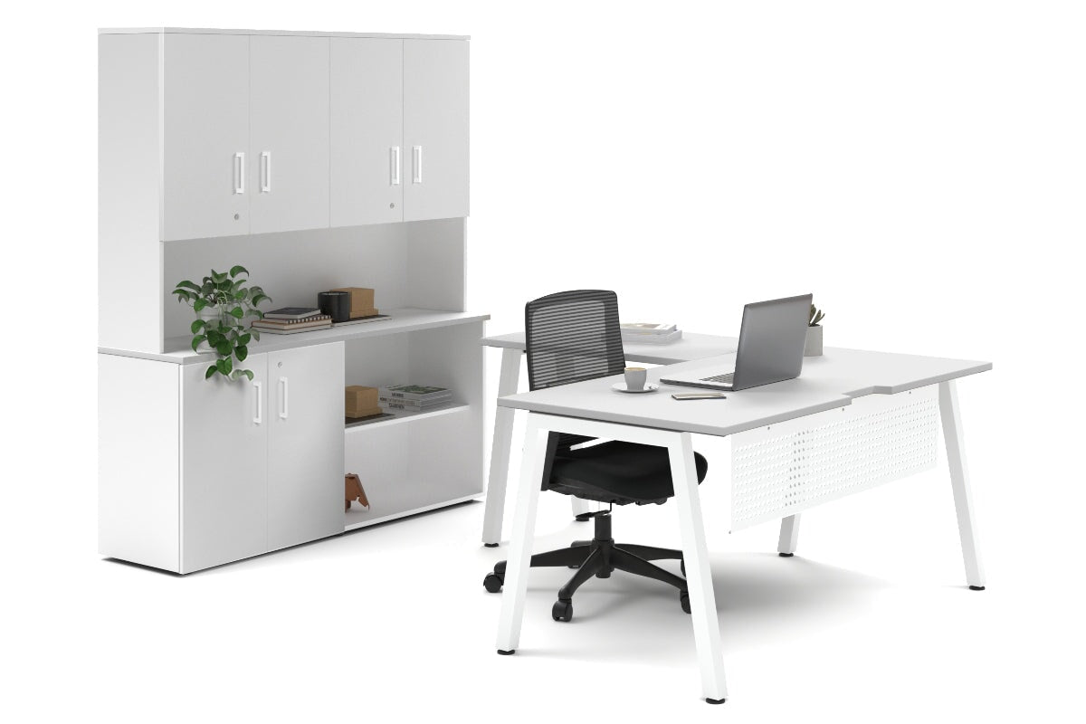 Quadro A Legs L-Shaped Executive Desk with White Legs [1600L x 1700W] - Perfect for Home Office & Modern Workspace Setup