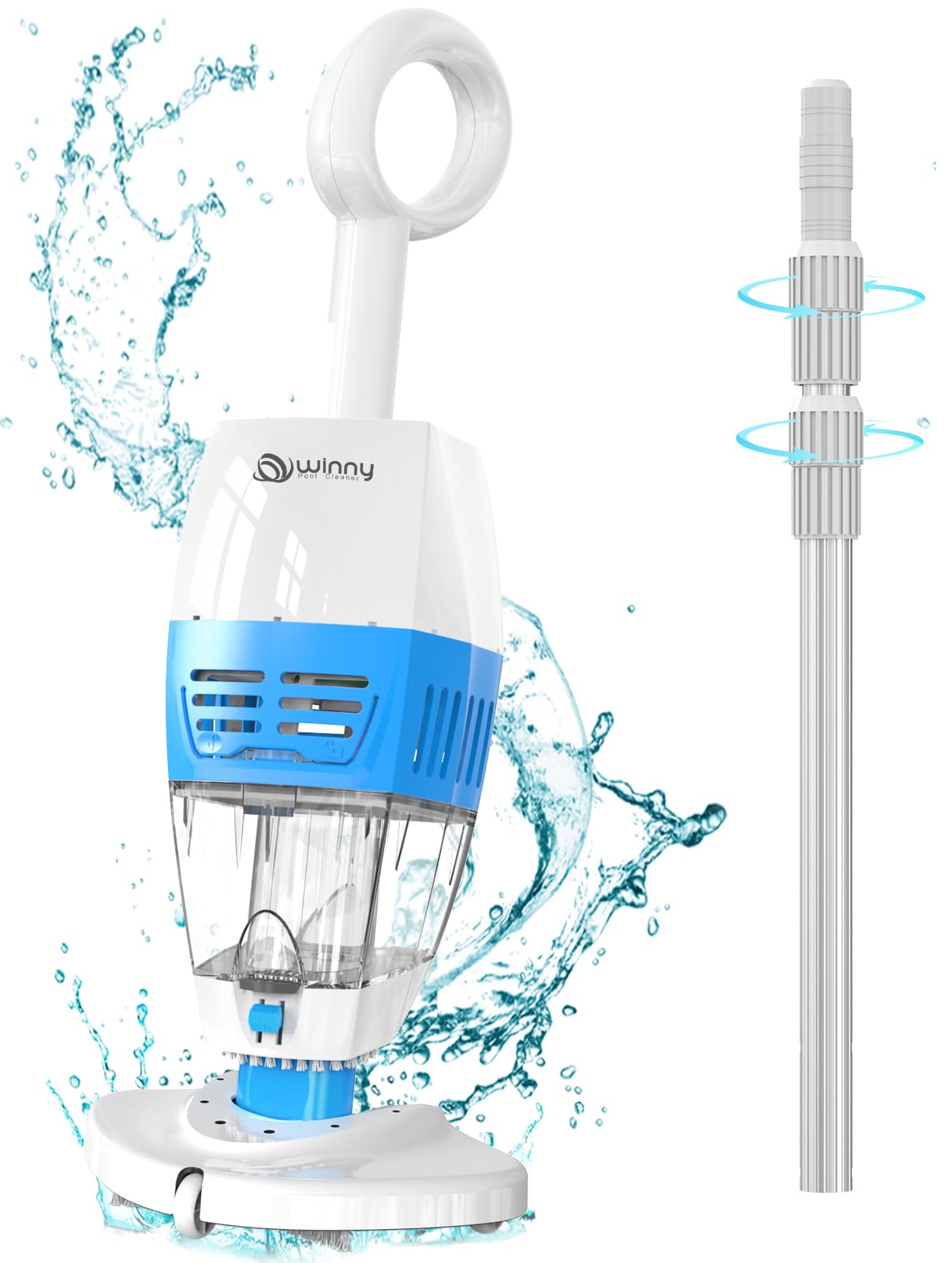 2024 Upgraded Cordless Handheld Pool Vacuum Cleaner with Telescopic Pole - 60 Mins Runtime for Deep Cleaning | Perfect for Small Inground & Above Ground Pools, Hot Tubs, Spas | Ideal for Quick Pool Maintenance & Spa Cleaning
