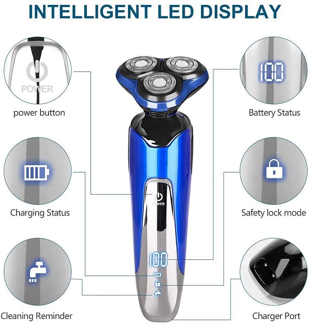 Rechargeable Electric Shaver - IPX6 Waterproof for Wet/Dry Shaving at Home & Travel