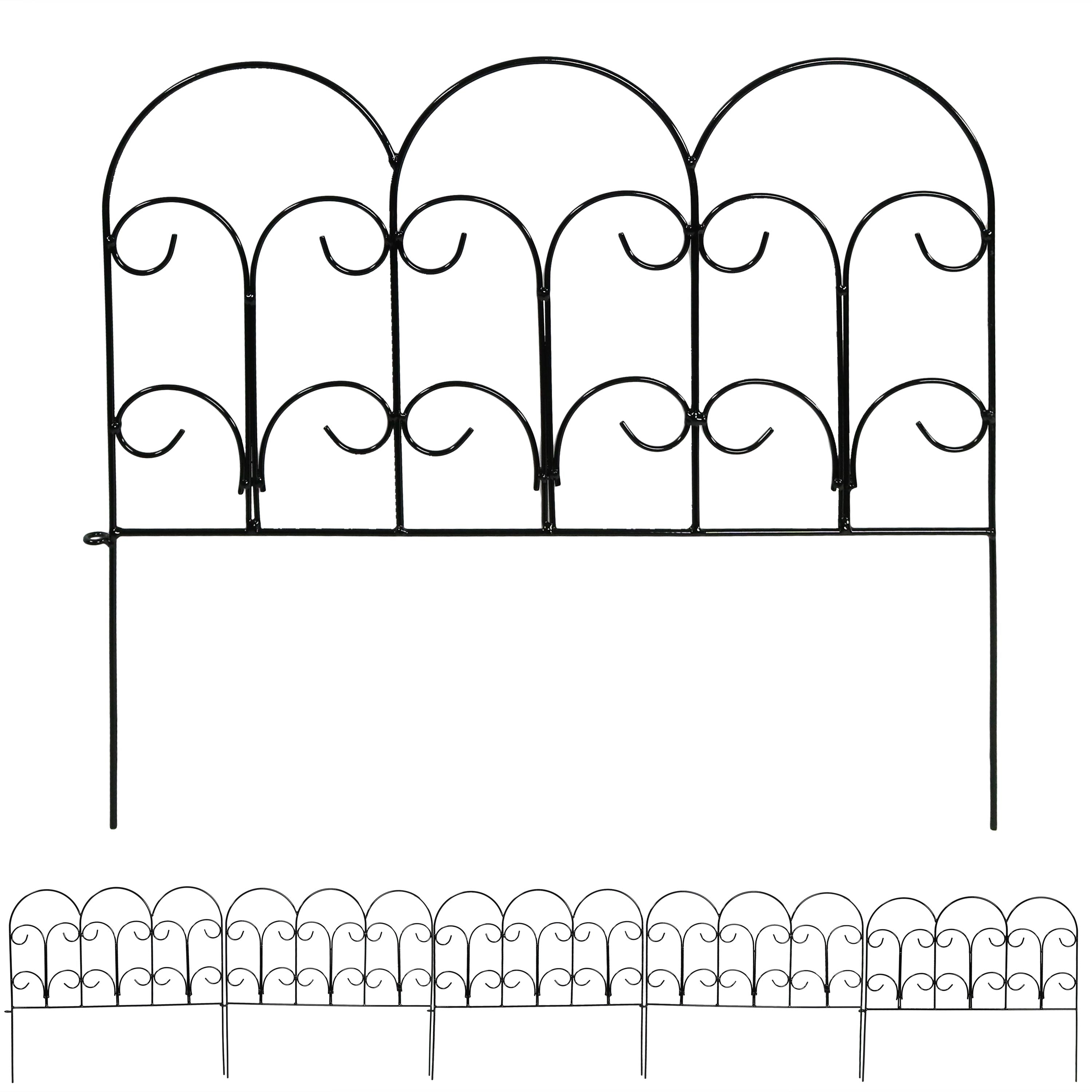Sunnydaze 5-Piece Victorian Border Fence Set - 7.5' Overall Length - Decorative Garden Edging for Flower Beds, Pathways & Landscaping
