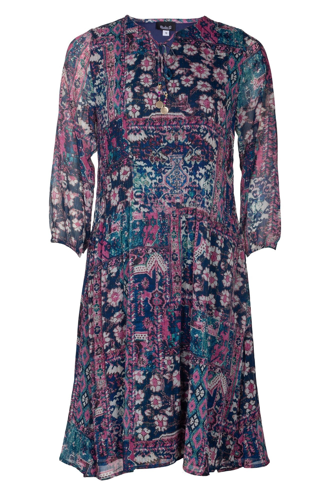 Elegant Navy Pink Gold Lurex Party Dress 8572B1 - Perfect for Evening Events, Weddings & Special Occasions