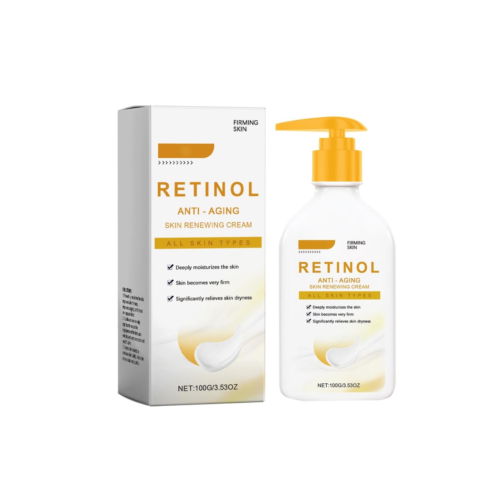 **Retinol Cream for Face & Body - Anti-Aging Moisturizer to Reduce Wrinkles & Crepe Skin - 1.7 oz - Perfect for Night Skincare Routine & Dry Skin Care**
