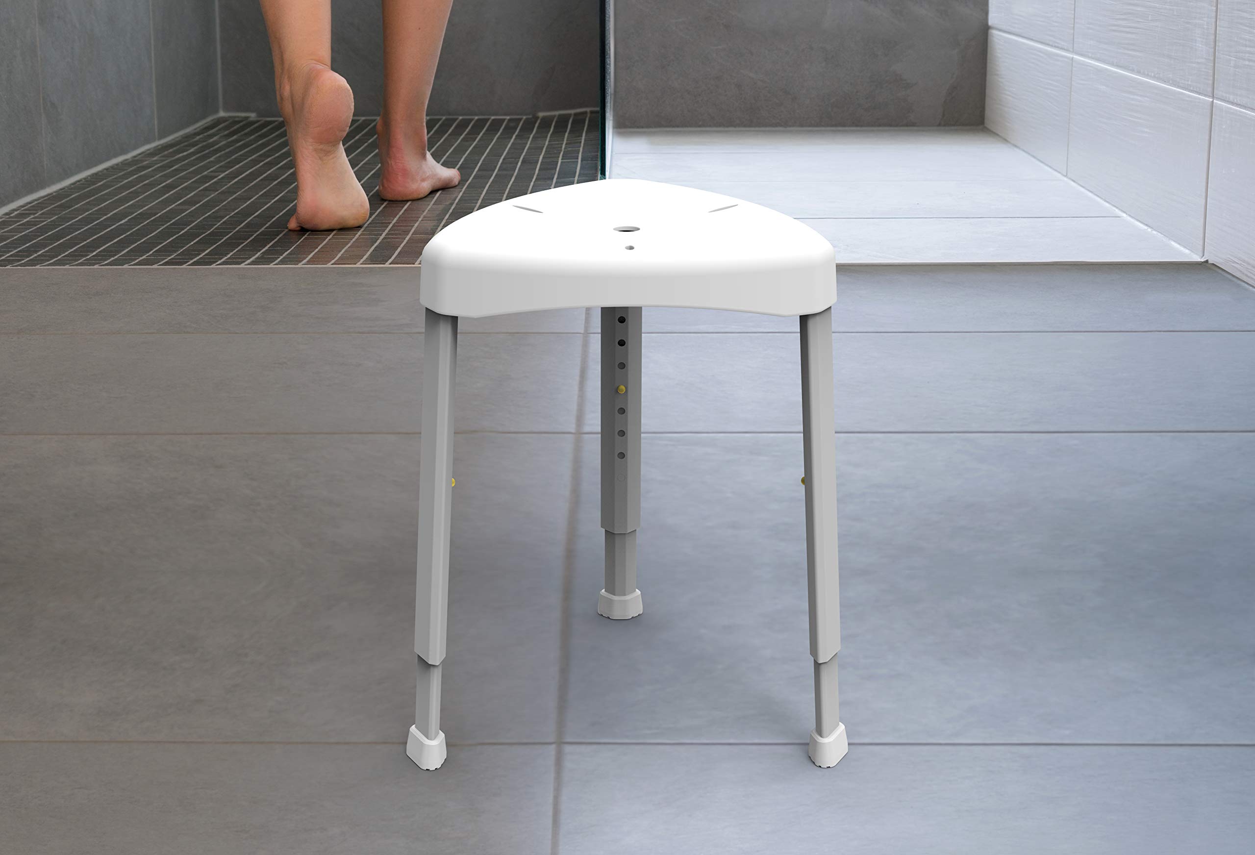 Adjustable Height Shower Stool for Elderly & Disabled - Non-Slip Bath Seat with Back Support - Ideal for Bathroom Safety & Comfort