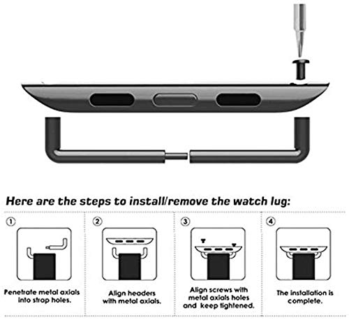 LOOKSEVEN 4 Pairs Watch Band Connector Kit - Replacement Watch Strap Adapter with Tools for Apple Watch, Samsung Galaxy & Fitbit - Perfect for Sports, Work & Daily Wear