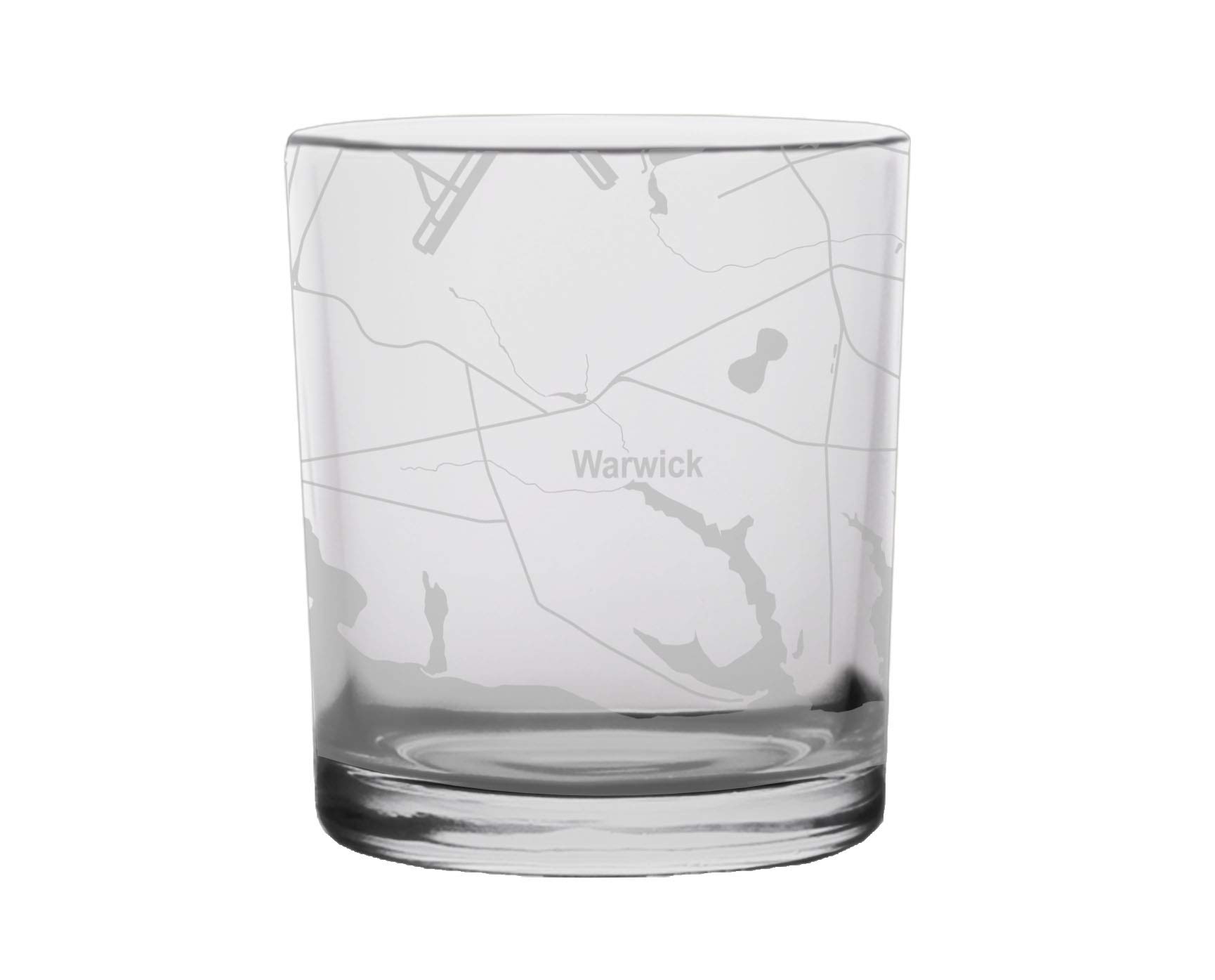 Warwick Rhode Island City Map Whiskey Glass - Engraved Barware for Bourbon, Scotch & Whiskey Lovers - Perfect Gift for Men, Home Bar & Cocktail Parties