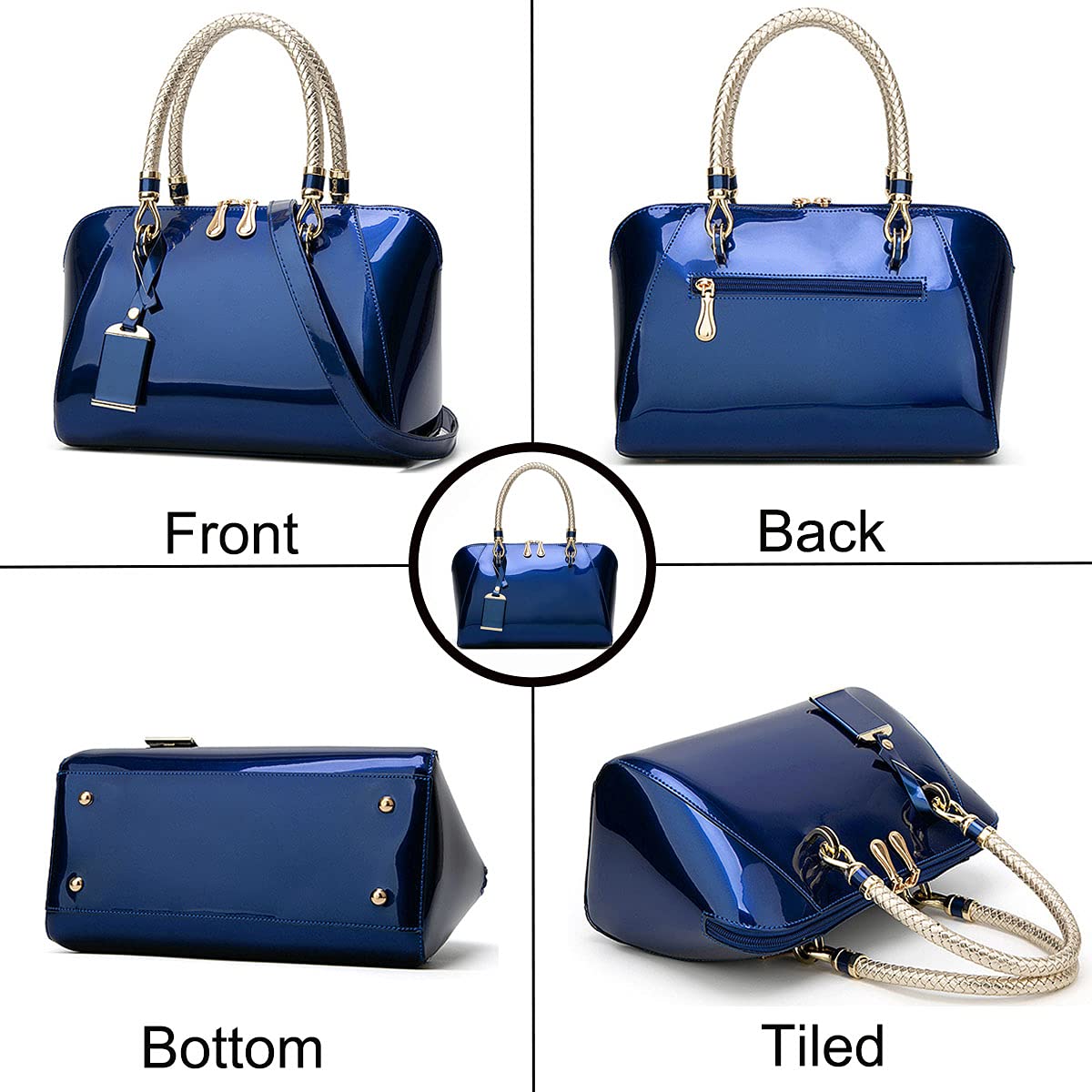 Stylish Shiny Patent Faux Leather Women's Handbag - Crossbody, Top Handle, Satchel & Shoulder Bag for Work, Travel & Everyday Use
