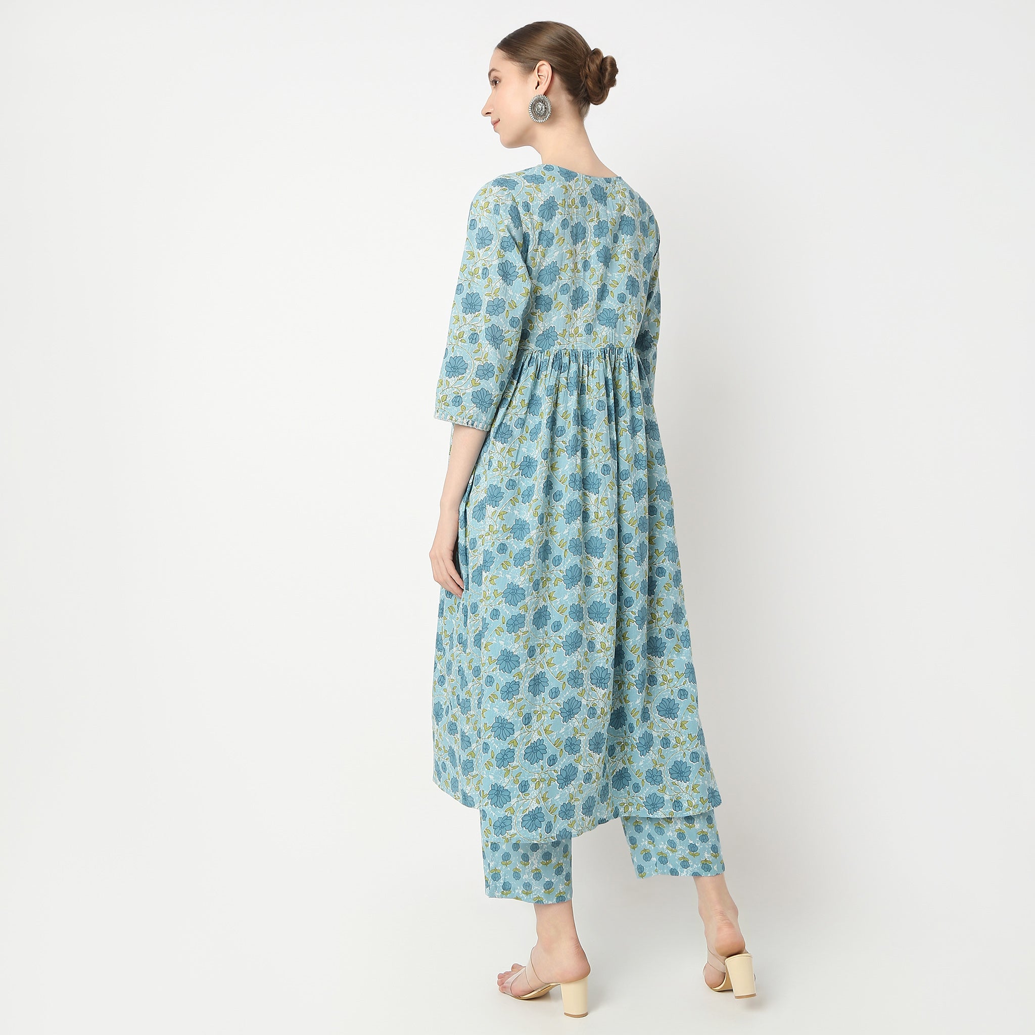 Flare Fit Printed V Neck Kurta and Pant with Dupatta Set for Women | Indian Ethnic Wear | Party, Wedding & Festive Outfit