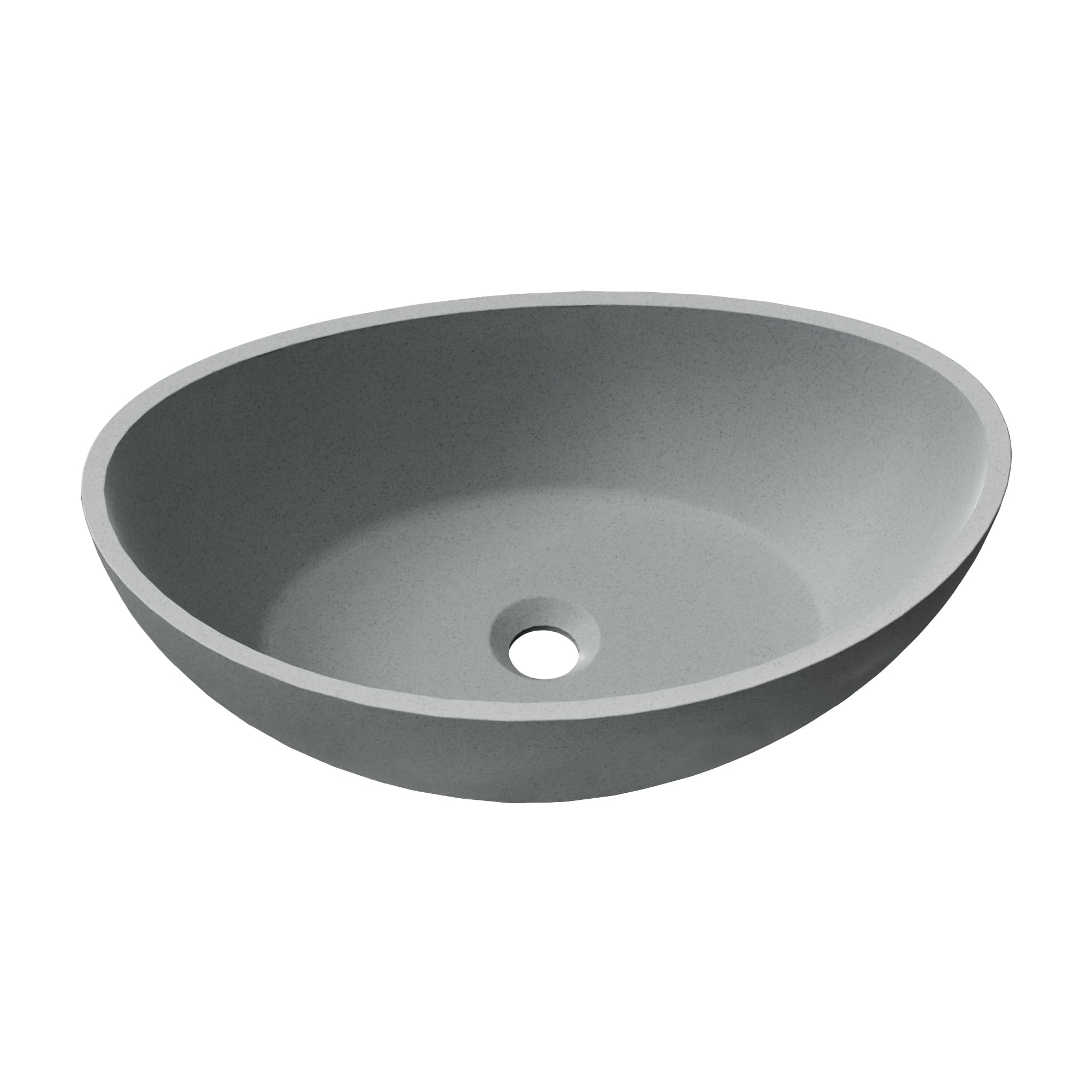 Dolonm Grey Concrete Vessel Bathroom Sink - 21x14 Inch Modern Bowl Shaped Countertop Basin Without Faucet & Drain - Perfect for Contemporary Bathrooms, Powder Rooms & Vanity Makeovers