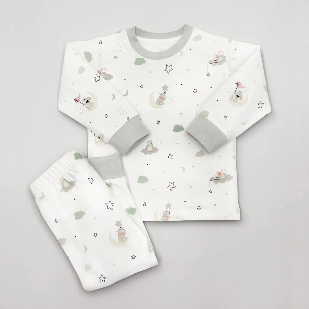 Bedtime Bear & Bouquet Baby Boy Sleep Set - Soft Cotton Pajamas & Matching Hat - Newborn & Infant Sleepwear Gift Set (LBG1033) - Perfect for Nursery, Photo Shoots & Cozy Bedtime