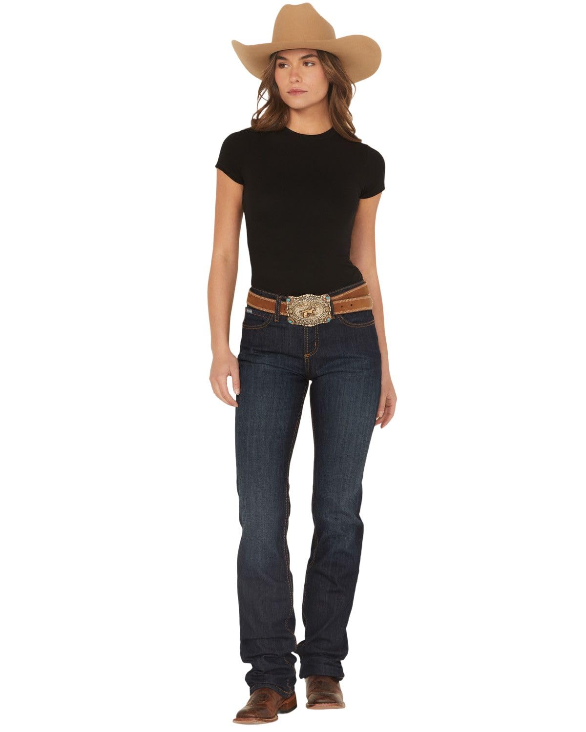 Cinch Women's Jenna Dark Wash Straight Leg Relaxed Fit Stretch Denim Jeans - Comfortable & Stylish Everyday Wear for Work or Casual Outings - MJ80152071
