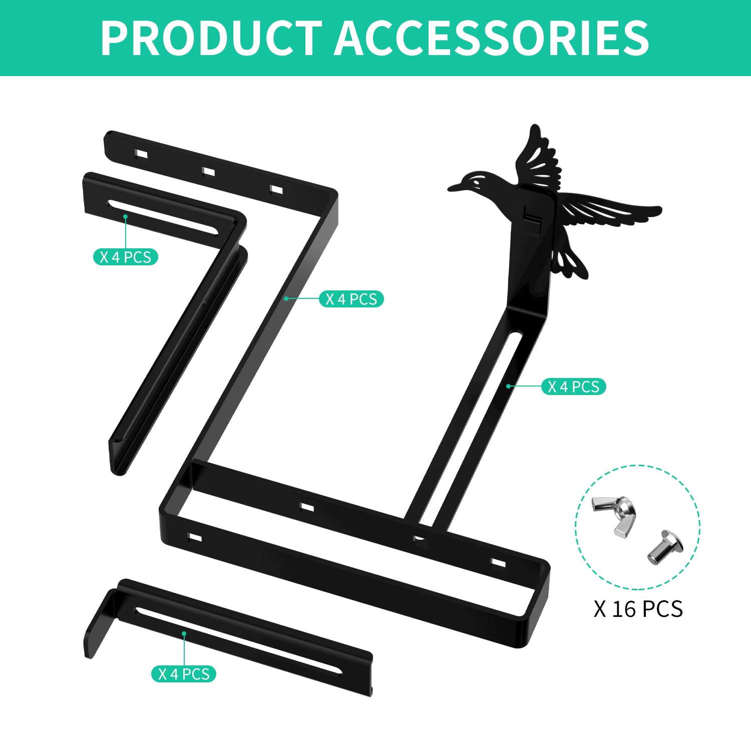 **Heavy Duty Adjustable Planter Box Brackets - Universal Window Flower Box Hooks for Balcony, Fence, Patio & Garden - Wall Mounting Kit (4 Pack) - Perfect for Outdoor Decor & Urban Gardening**