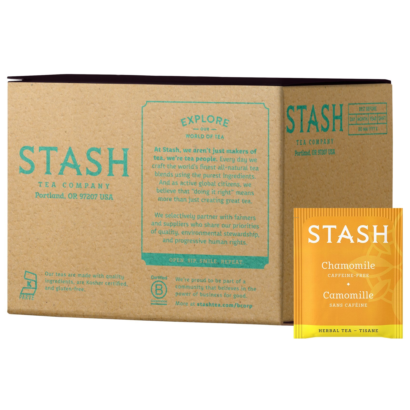 Organic Chamomile Herbal Tea Bags - Stash Tea 100 Count | Caffeine-Free Relaxation Tea for Stress Relief & Better Sleep | Perfect for Evening, Bedtime & Meditation