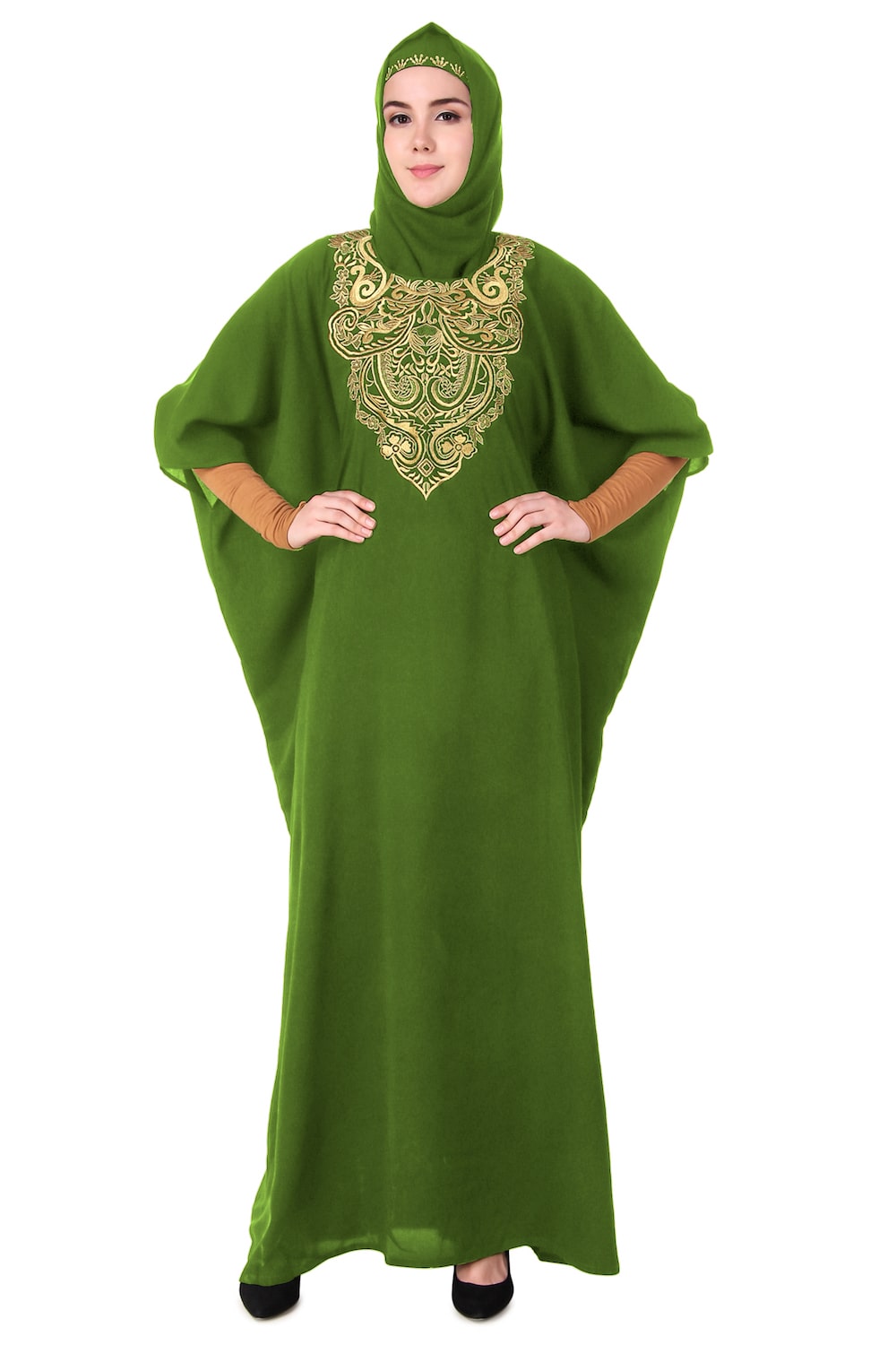 Exquisite Floral Hand Embroidered Kaftan Dress for Women - Boho Chic Beach Cover Up, Resort Wear & Summer Vacation Outfit