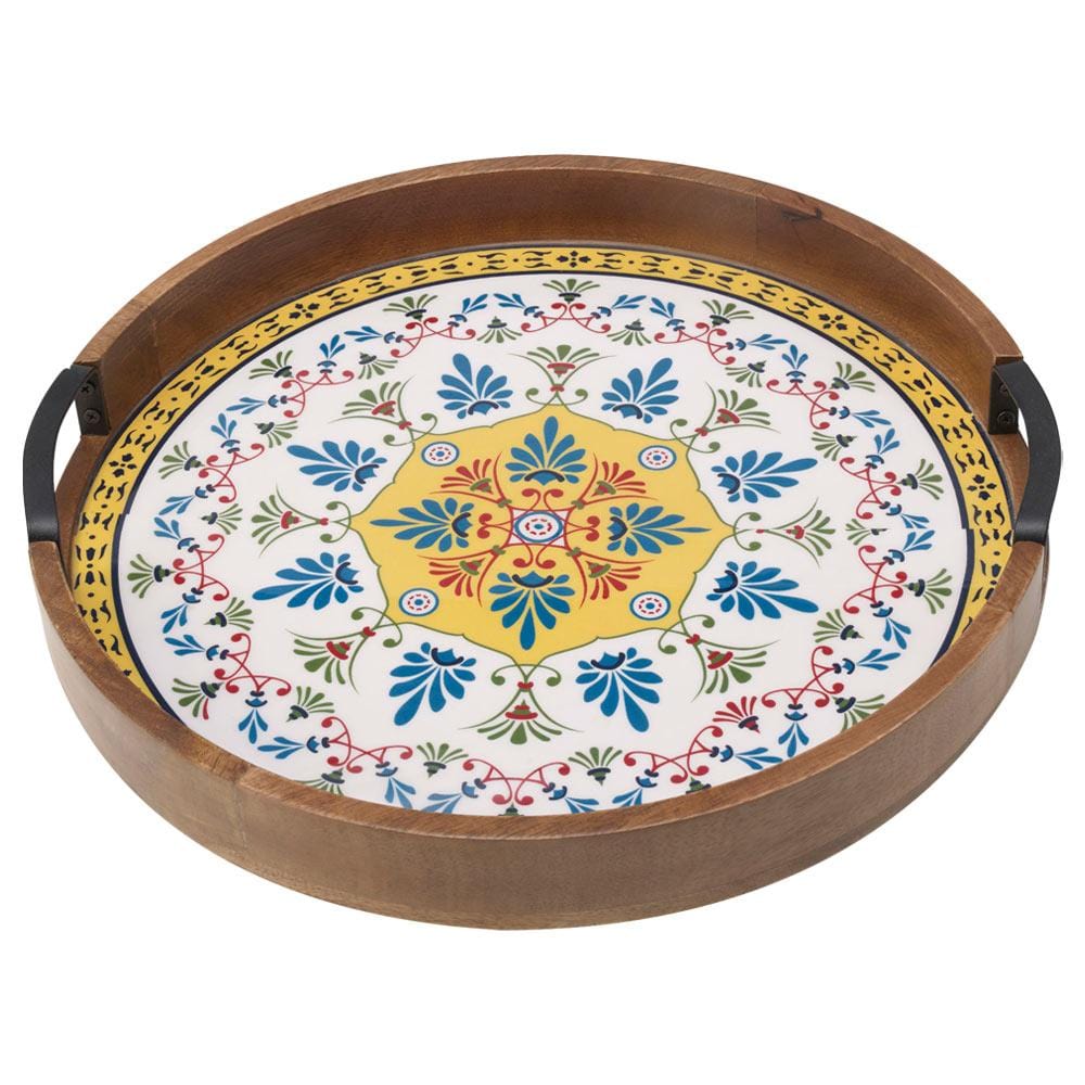 Elegant Tile Design Lazy Susan Turntable - 12 Inch Round Rotating Serving Tray for Dining Table, Kitchen Counter, and Party Buffet | Perfect for Spices, Condiments, and Food Display