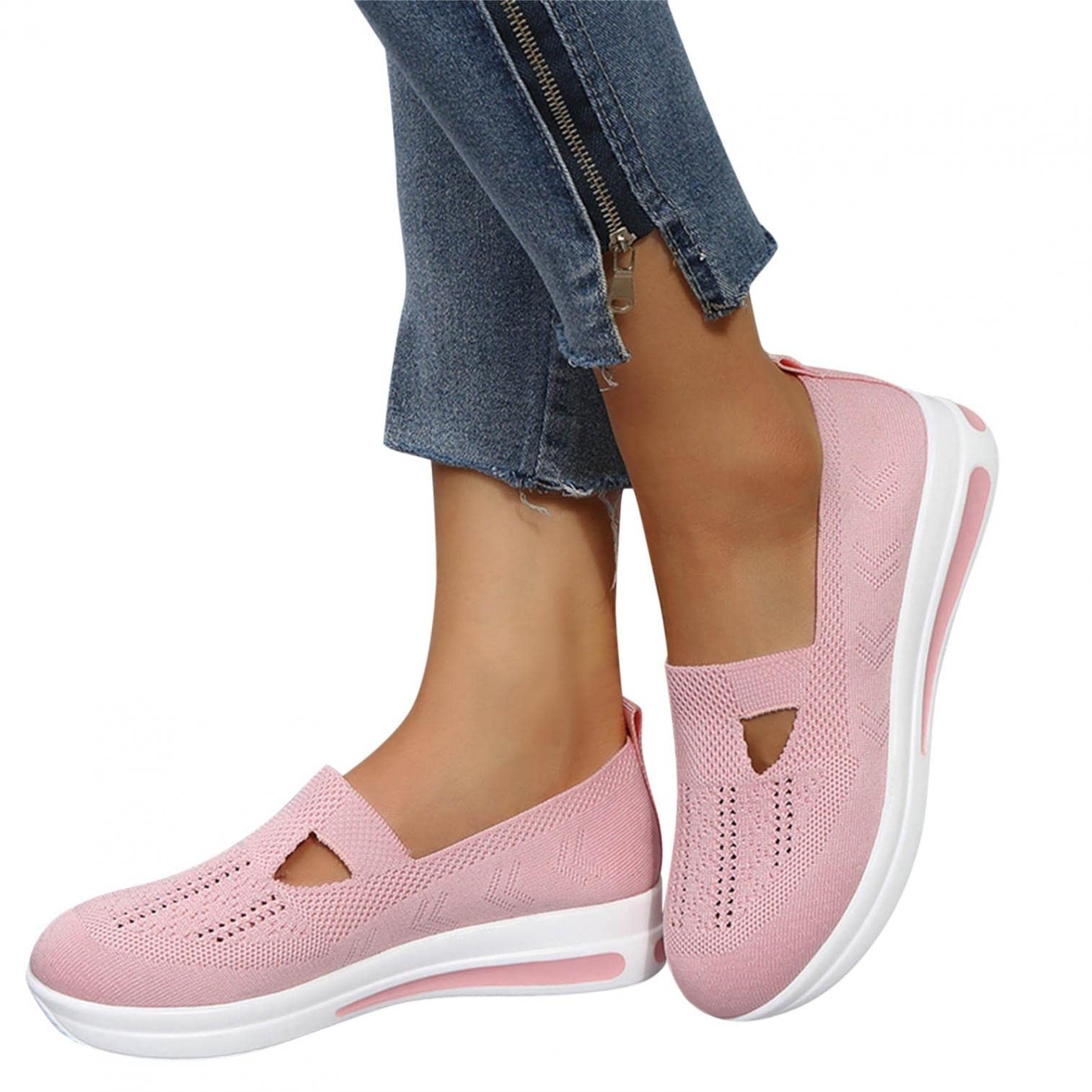 ZBYY Women's Comfort Walking Shoes - Breathable Knit Slip-On Sneakers for Summer, Lightweight Casual Work & Nurse Shoes | Perfect for Walking, Nursing Shifts & Everyday Wear