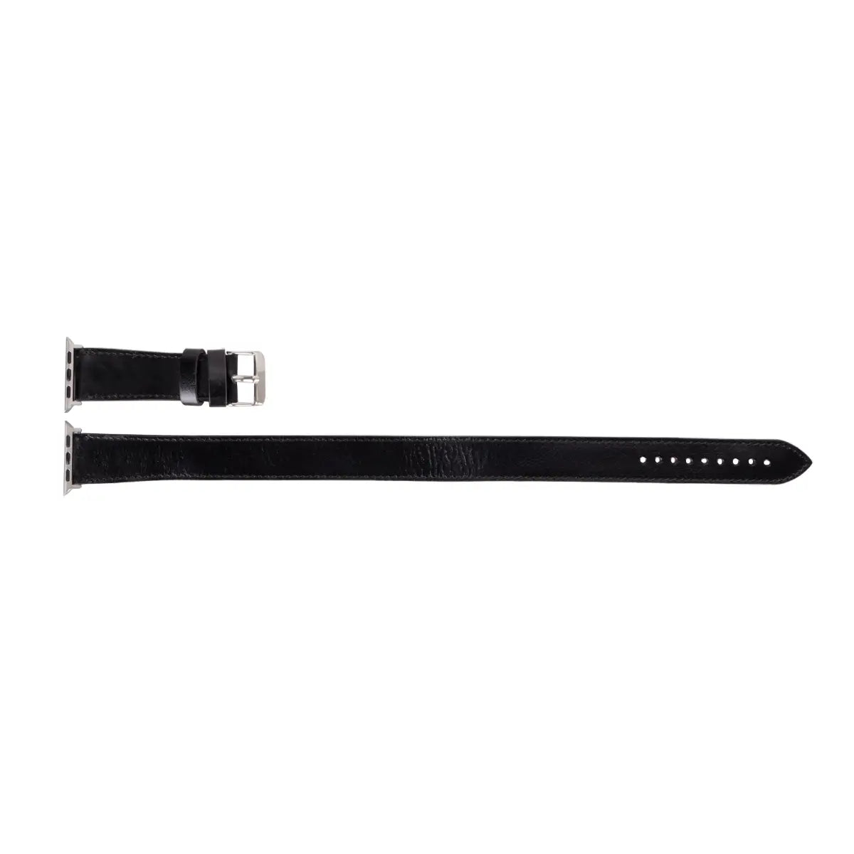 Premium Black Leather Double Tour Strap for Apple Watch - Stylish & Comfortable Replacement Band for Work, Travel & Everyday Wear