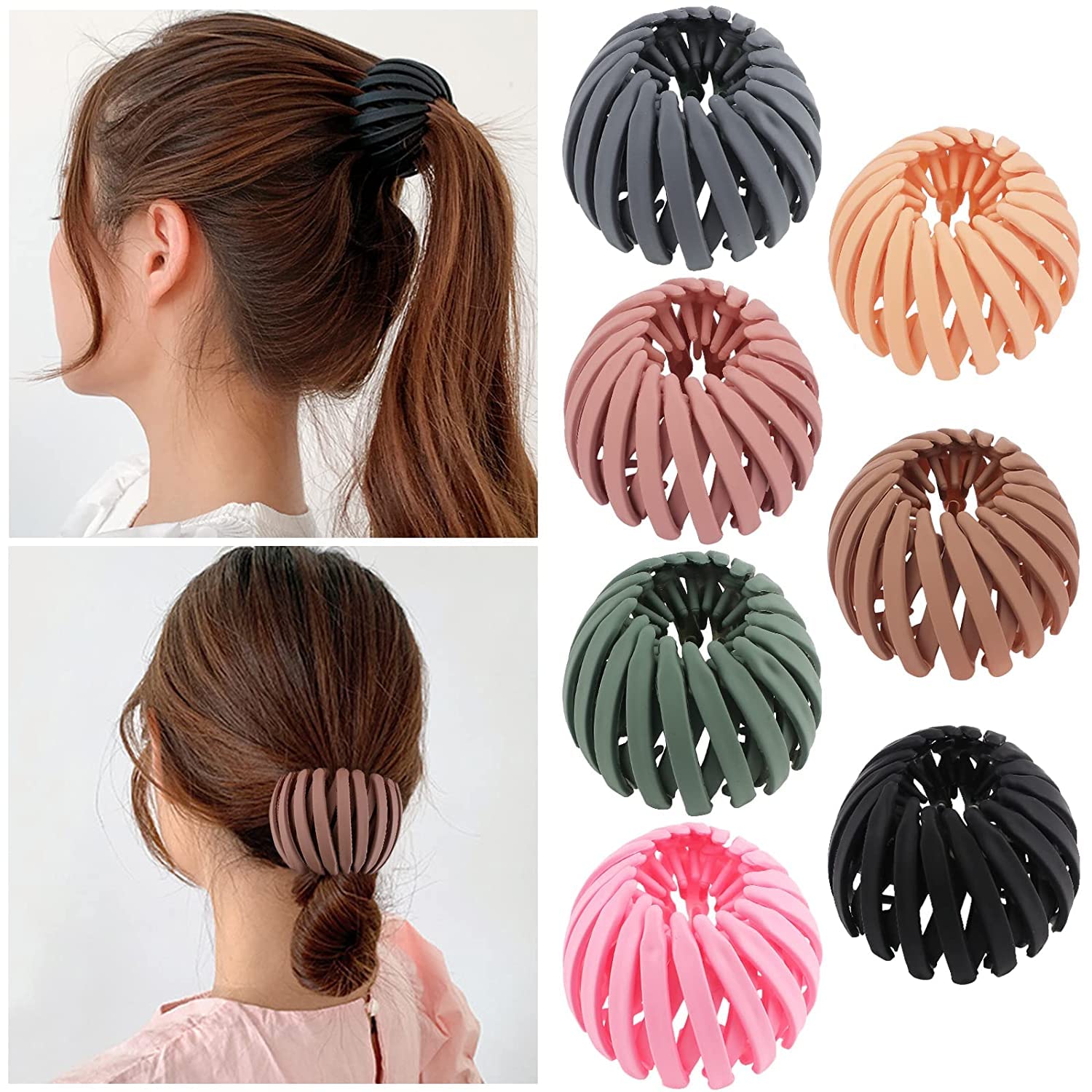 Matte Bird Nest Hair Clips for Women - 4-Piece Multicolor Ponytail Holders & Bun Makers | Plastic Hair Accessories for Updos, Braids & Everyday Styling