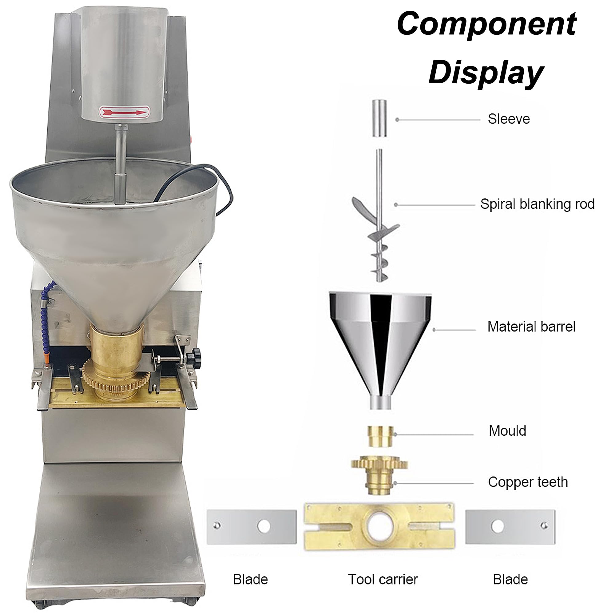 Commercial Automatic Stainless Steel Meatball Maker Machine - 4 Die Set (45/50/55/60mm) for Restaurant & Catering - 260Pcs/min High Efficiency - 110V Vertical Meatball Forming Equipment | Perfect for Food Processing, Meal Prep & Bulk Cooking