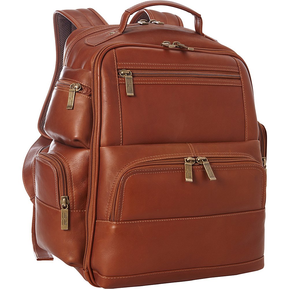 Claire Chase Executive Laptop Backpack for Women & Men - Professional Business Travel Bag with USB Charging Port - Durable Saddle Brown Leather Backpack for Office, Commute & College Students