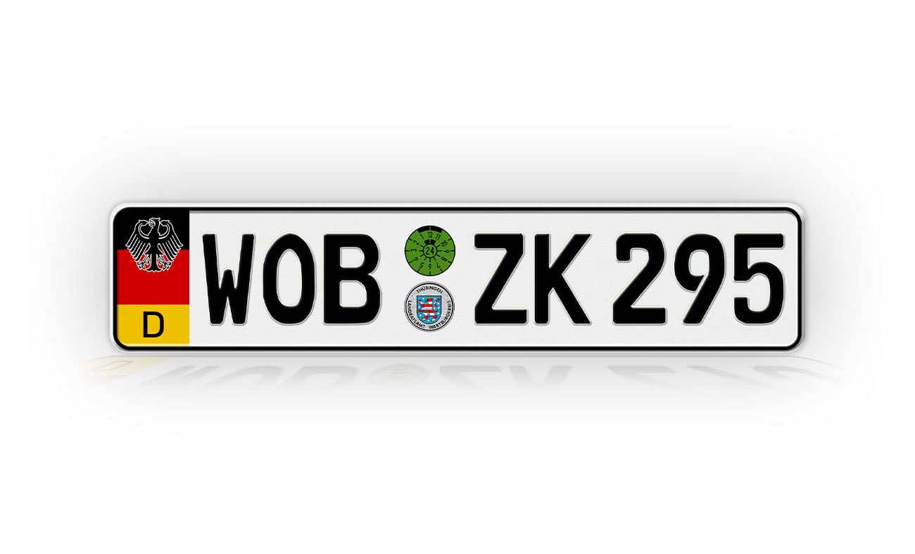 Personalized Custom Text German License Plate - Novelty Euro Style Aluminum Tag - Made in USA - Perfect for Car Shows, Themed Parties & German Car Enthusiasts
