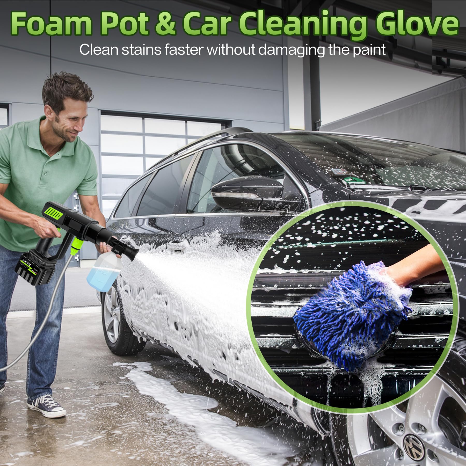 Cordless Pressure Washer 980PSI - Portable Electric Power Washer with 6-in-1 Nozzle & 18000mAh Battery - High Pressure Washer Gun for Cars, Patios, Driveways, Decks & Outdoor Cleaning