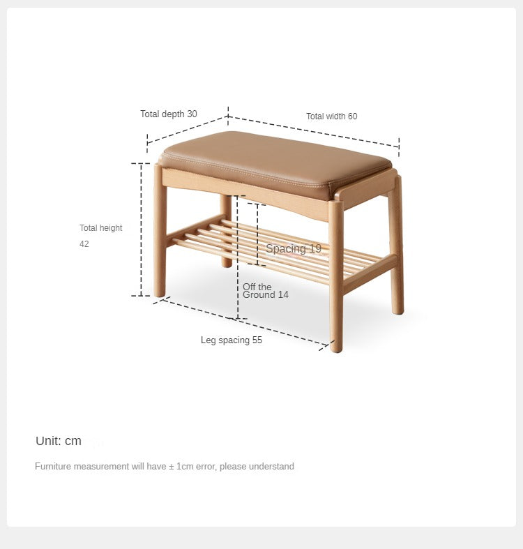 Solid Wood Shoe Storage Bench - Beech, Cherry, Walnut & Oak - Entryway Organizer for Home & Closet Storage