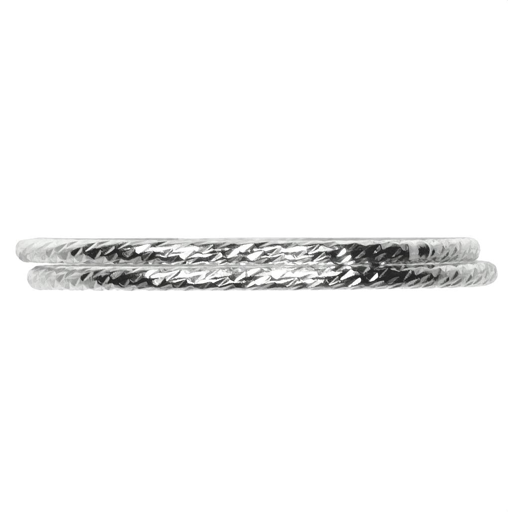 2-Pack Sterling Silver Sparkle Stacking Rings - Assorted Sizes for Women | Dainty Layering Rings for Everyday Wear, Gift Giving & Special Occasions