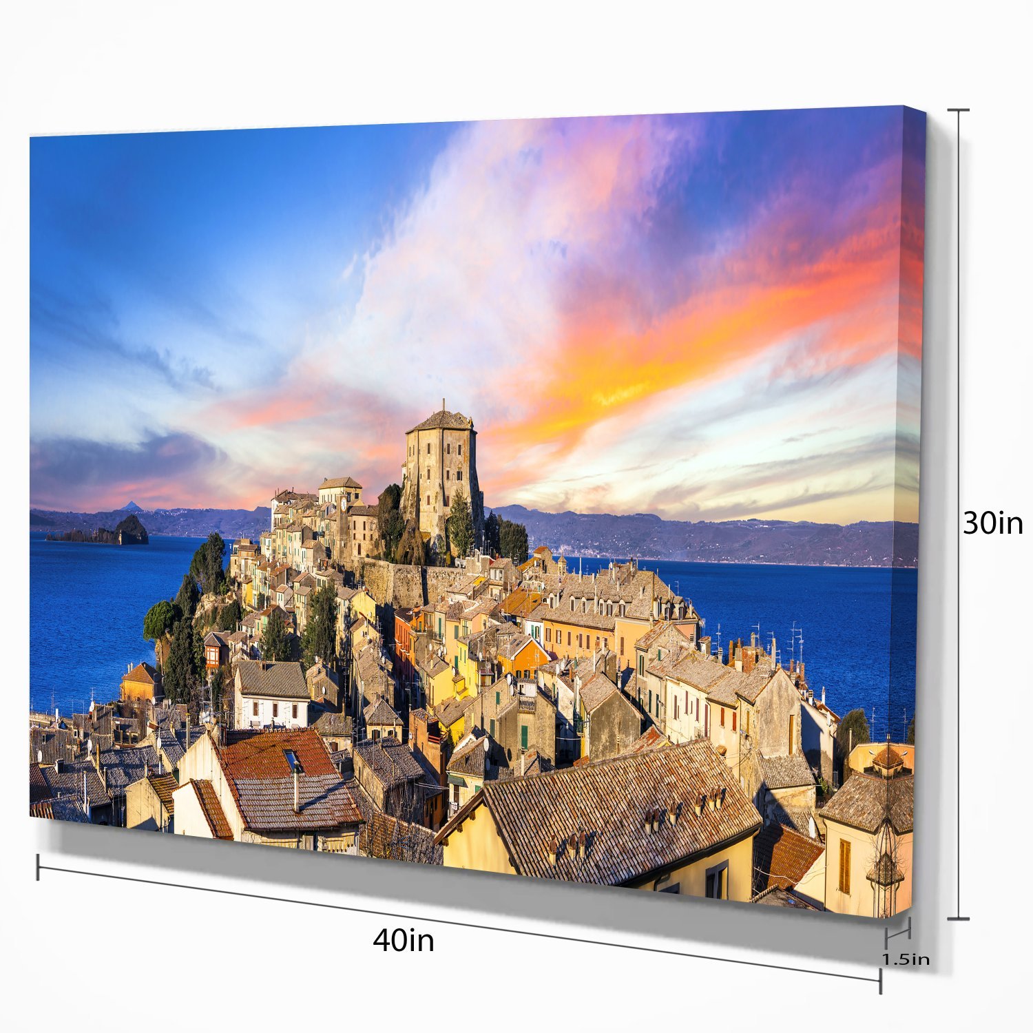 Medieval Village Capodimonte Landscape Photography Canvas Print - Wall Art Decor for Living Room, Bedroom & Office