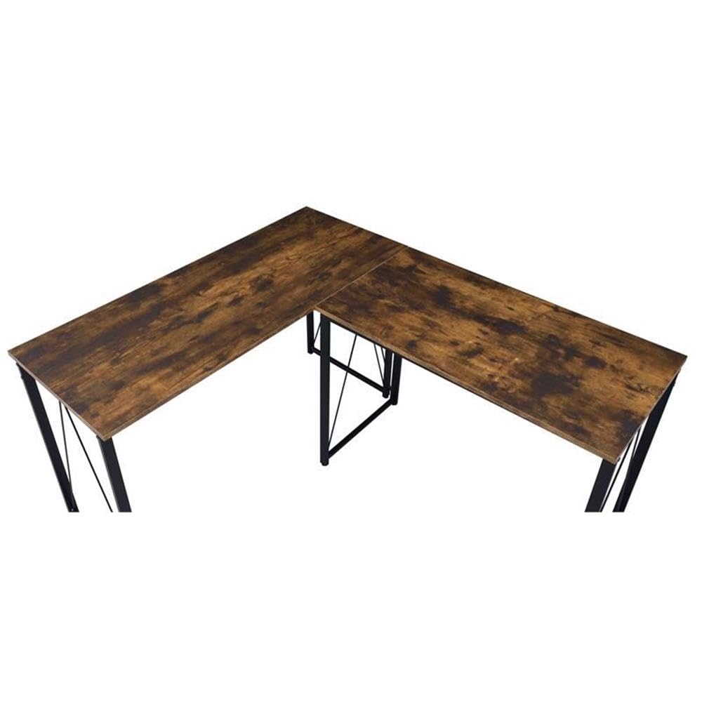 Acme Zaidin Wooden Rectangle Writing Desk - Weathered Oak & Black Finish - Perfect for Home Office, Study & Workspace