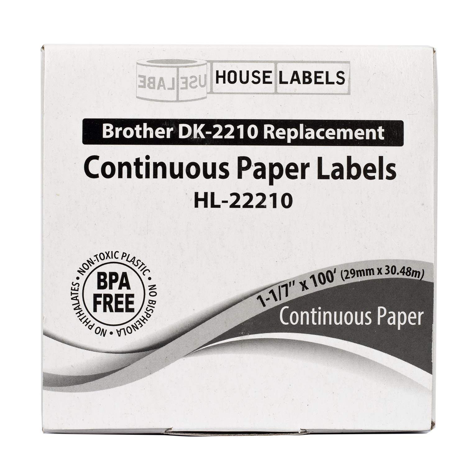HOUSELABELS Compatible with Brother QL-570 QL-580N QL-700 QL-1050 Label Printer - DK-2210 Replacement Continuous Length Label Rolls (1-1/7