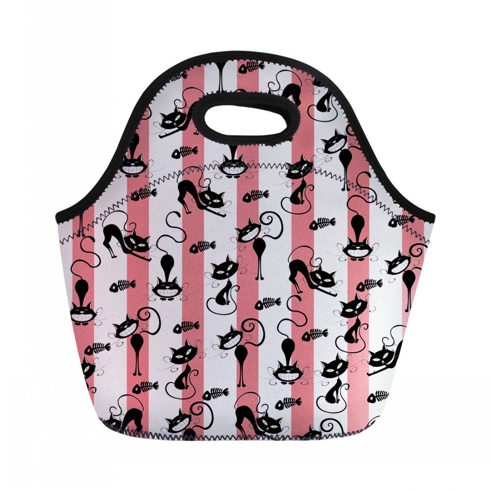 Insulated Neoprene Lunch Bag with Cute Kitten Print - Thermal Lunch Box for Kids, Boys & Girls - Perfect for School, Picnics & Travel - Colorful & Leak-Proof Food Container