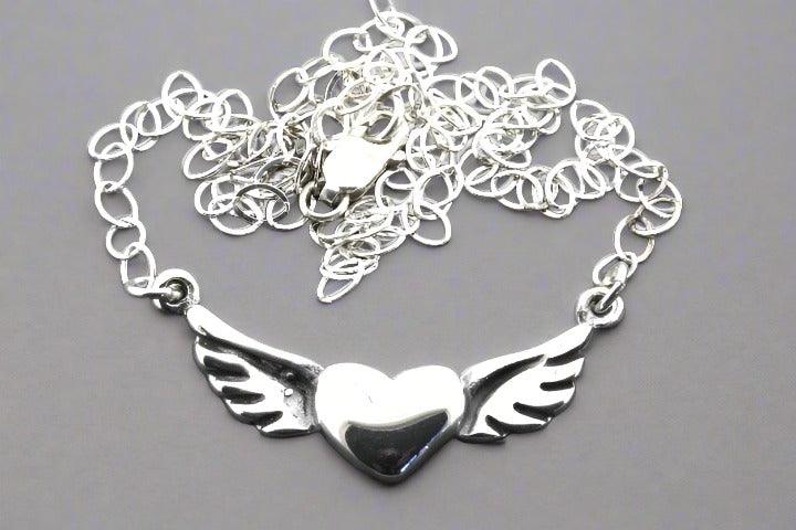 Flying Heart Necklace Sterling Silver - Elegant 925 Silver Jewelry for Women, Perfect Gift for Valentine's Day, Anniversary & Special Occasions