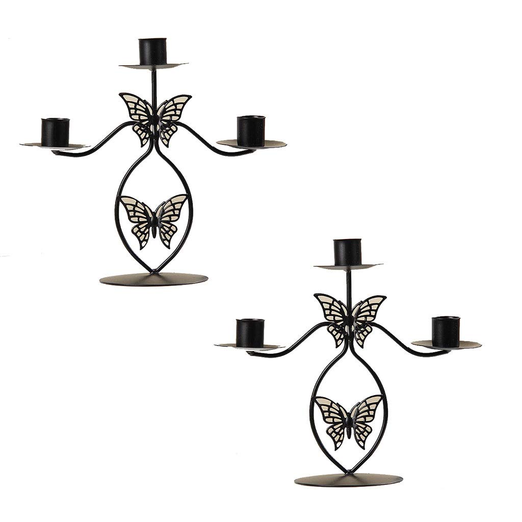 SYALEO 2-Piece Metal Candle Holder Set - Elegant Candlestick Stand for Table Decor, Living Room, Wedding & Party Decoration - Perfect for Romantic Dinners, Holiday Centerpieces and Home Ambiance Lighting