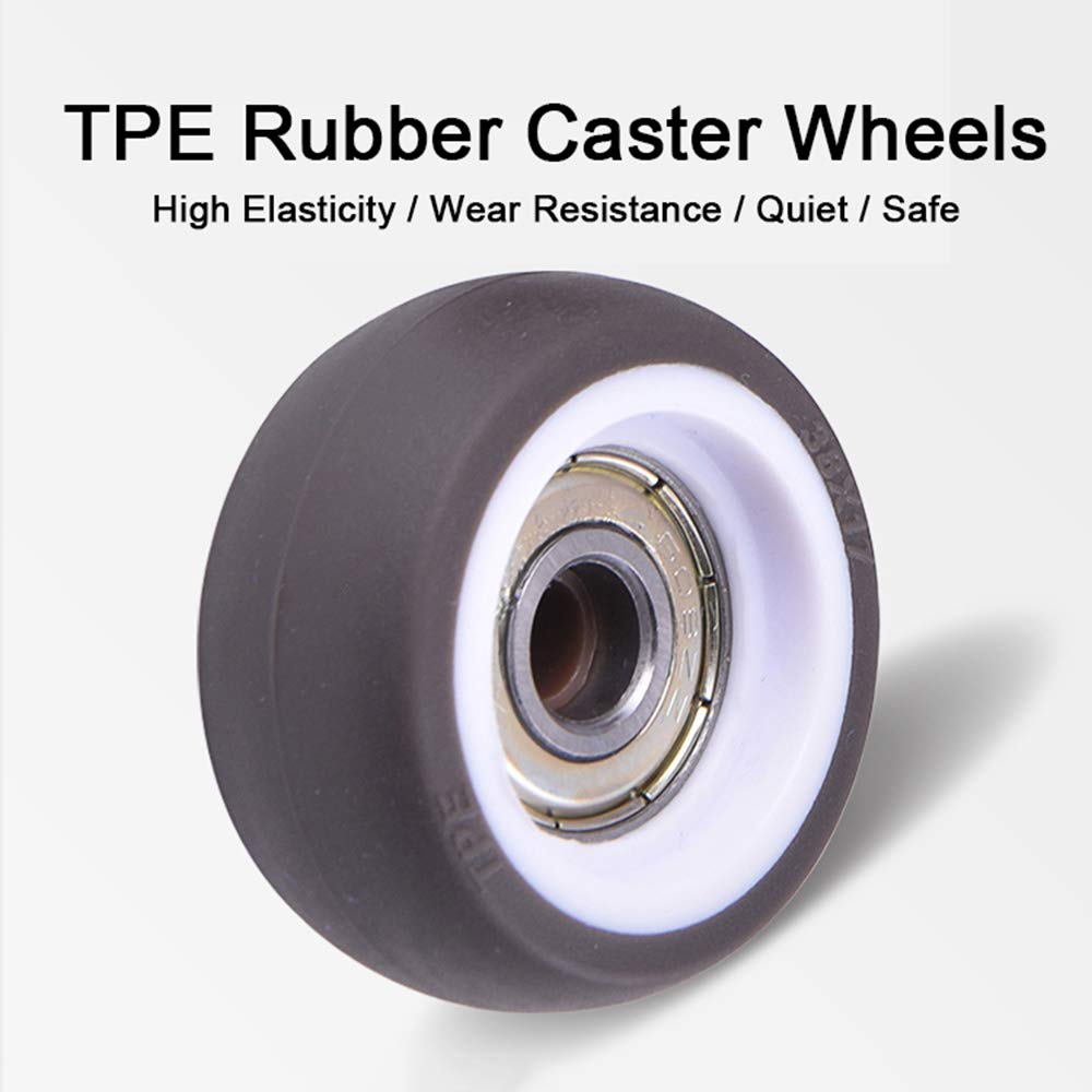 40mm Double Wheels Swivel Stem Casters (4 Pack) - M8x25mm Bolt - 50kg Capacity - TPE Rubber Office Chair Replacement Wheels - Heavy Duty Furniture Trolley Casters with Brake - Perfect for Office Chairs, Workstations, and Industrial Equipment