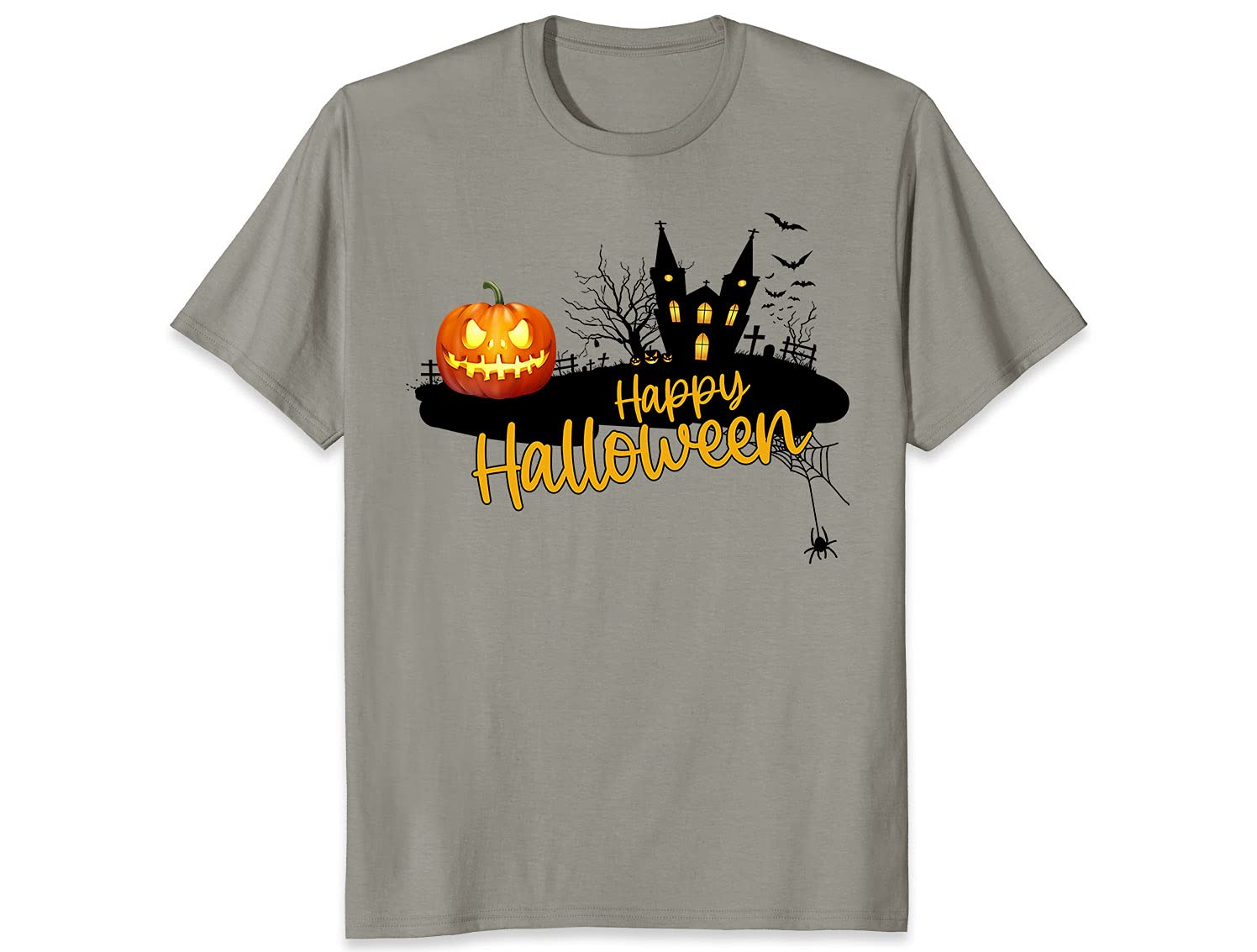 Happy Halloween Spider Web Graphic T-Shirt for Women & Men - Couples Halloween Tee - Perfect for Costume Parties, Trick or Treating & Spooky Celebrations