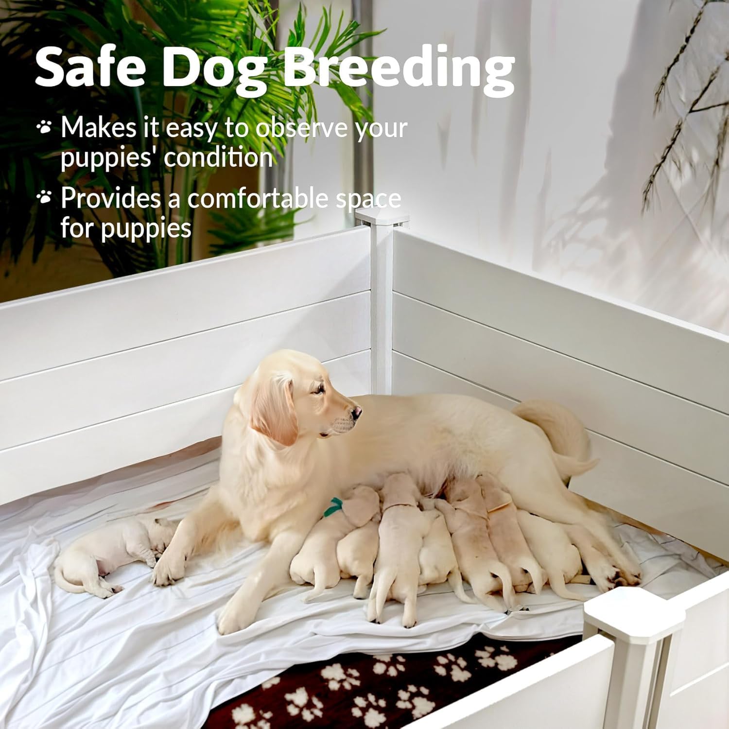 Large PVC Whelping Box for Dogs & Puppies - Waterproof, Rustproof Playpen (48x48x18in) - Indoor/Outdoor Puppy Whelping Supplies & Raised Garden Bed - Perfect for Newborn Puppies, Dog Breeding & Outdoor Pet Containment