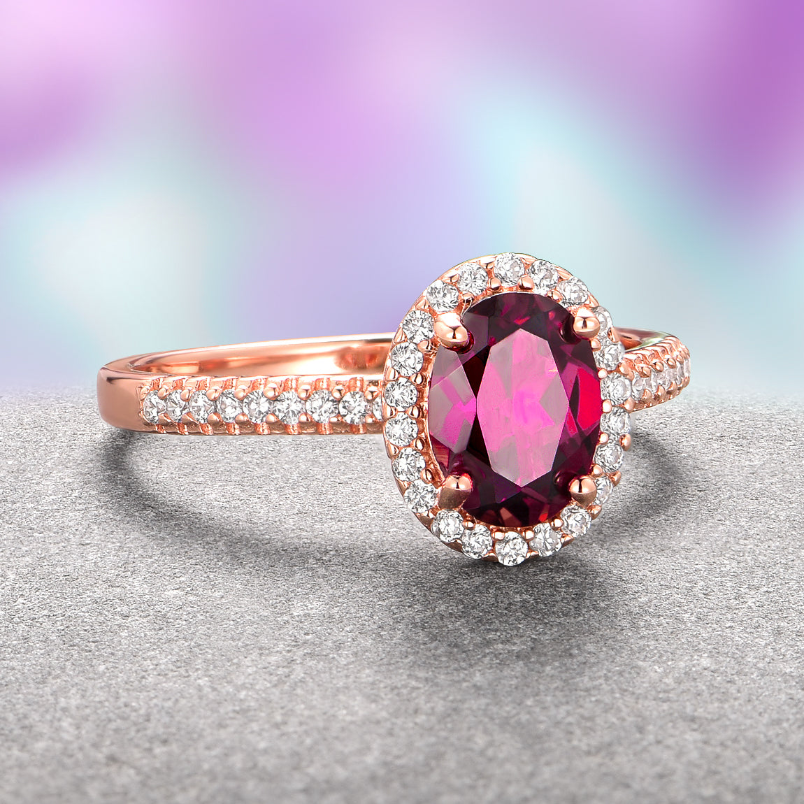 14K Rose Gold Vermeil Iris Oval Ruby Ring for Women - Elegant Jewelry Gift for Valentine's Day, Anniversary & Special Occasions