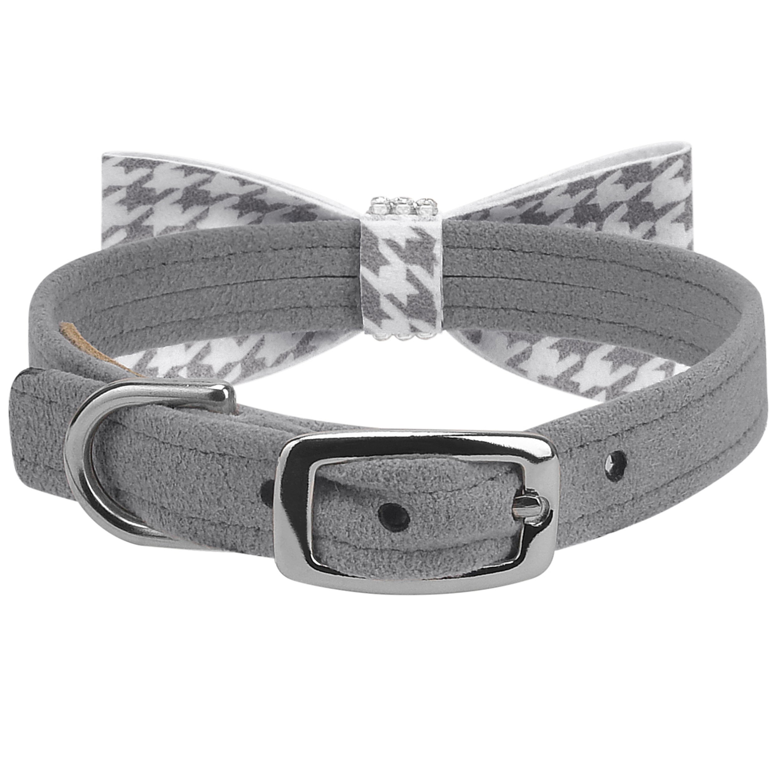 Giltmore Platinum Houndstooth Bow Tie - Premium Half Collar Formal Accessory for Men - Perfect for Weddings, Prom & Business Events
