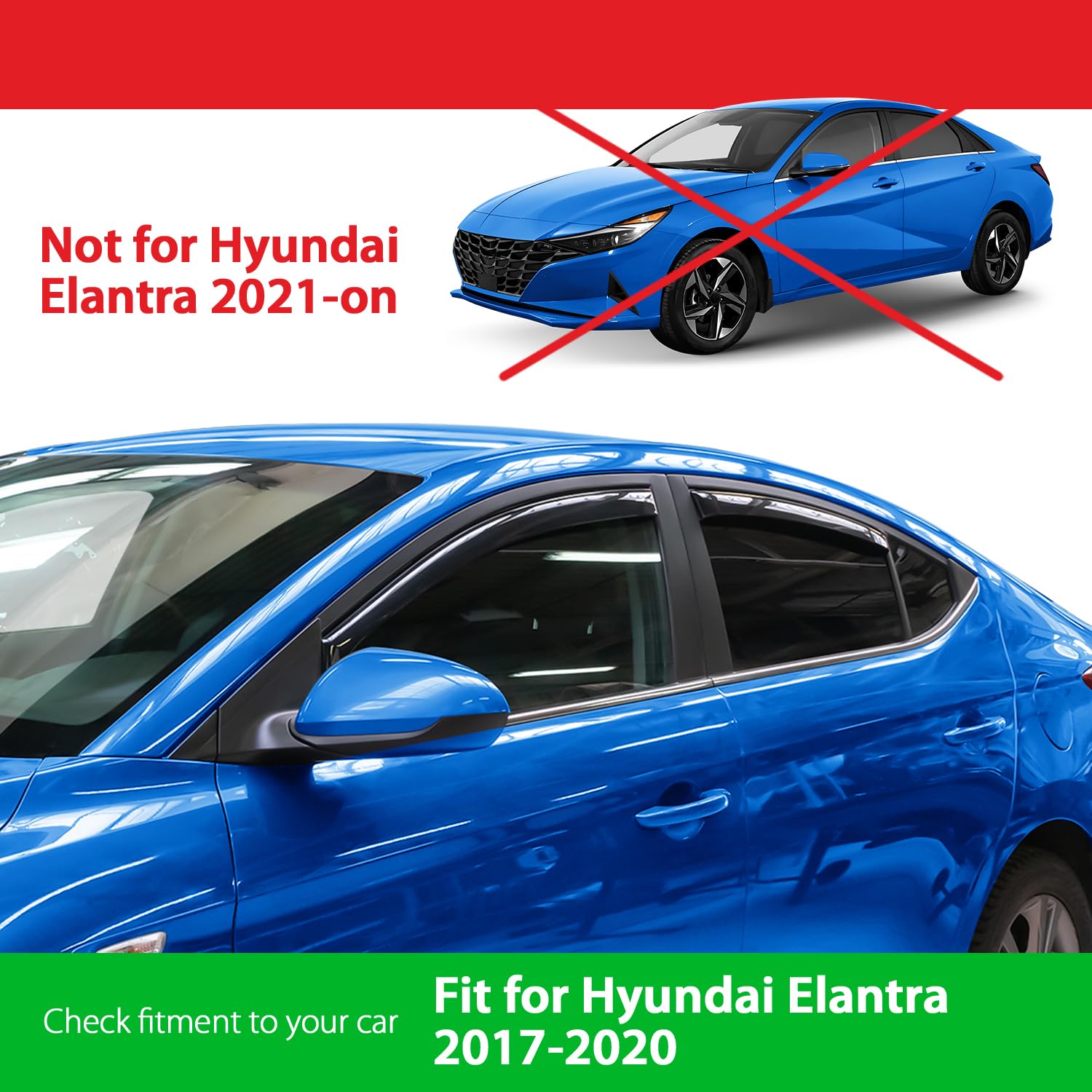 Goodyear Shatterproof In-Channel Window Deflectors for Hyundai Elantra 2017-2020 - 4pc Rain Guards & Vent Visors | Weatherproof Car Accessories for Rain Protection & Improved Airflow | Perfect for Road Trips & All-Weather Driving