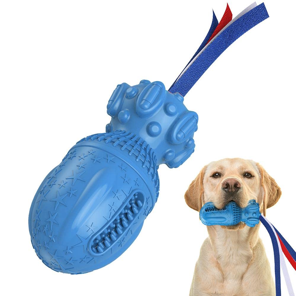Indestructible Dog Chew Toy for Aggressive Chewers - Tough Natural Rubber Chewing Toy for Medium & Large Dogs - Non-Toxic, Interactive Pet Toy (Blue) - Perfect for Playtime, Training & Anxiety Relief