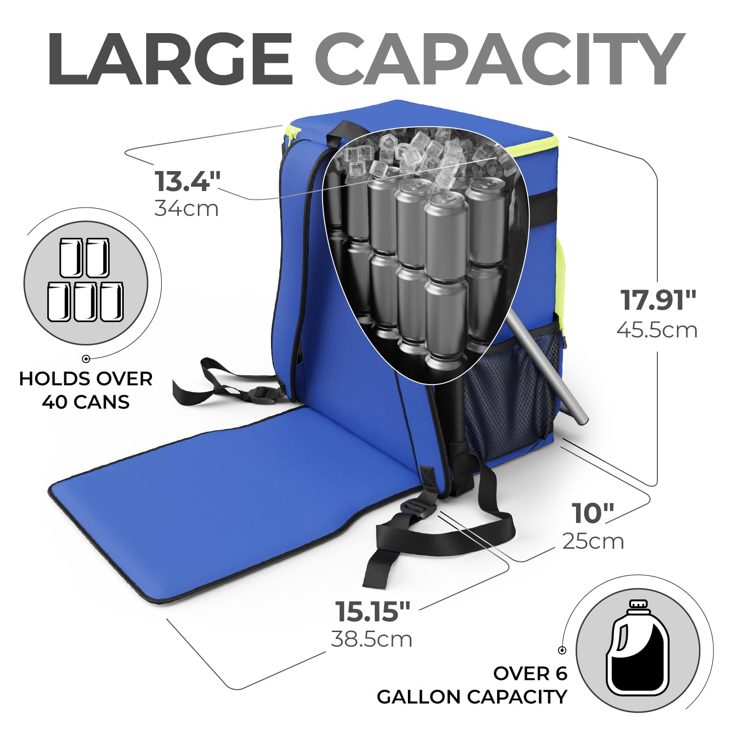 Everlasting Comfort 2-in-1 Insulated Cooler Backpack with Built-in Folding Chair - Leakproof & Spacious for Camping, Picnics, Beach Outings - Portable, Durable Cooler Bag for Outdoor Adventures, Tailgating & Hiking