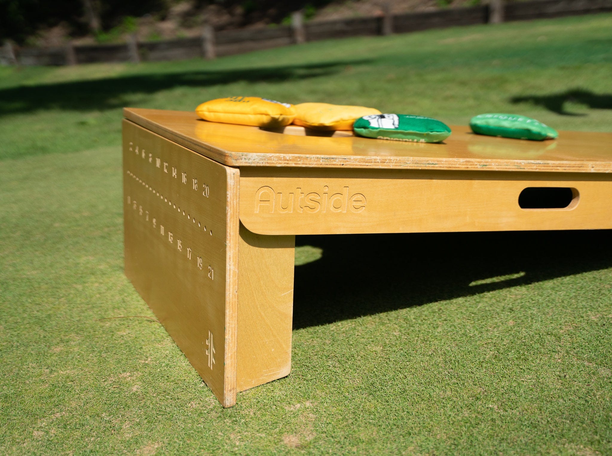 Autside x Criquet Natural Wooden Bags & Boards Set - Premium Cornhole Game for Outdoor Parties, Backyard BBQ, and Tailgating