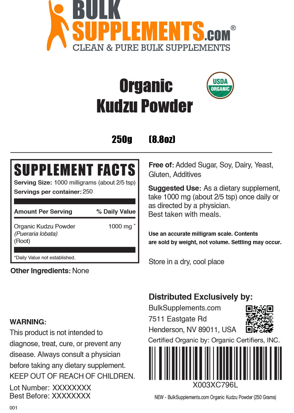 Organic Kudzu Root Powder - 100% Pure & Natural for Detox & Weight Loss - Perfect for Smoothies, Tea & Herbal Remedies